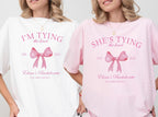 Custom Bachelorette Party Comfort Colors T-Shirts: Coquette Bow Bridal Shower