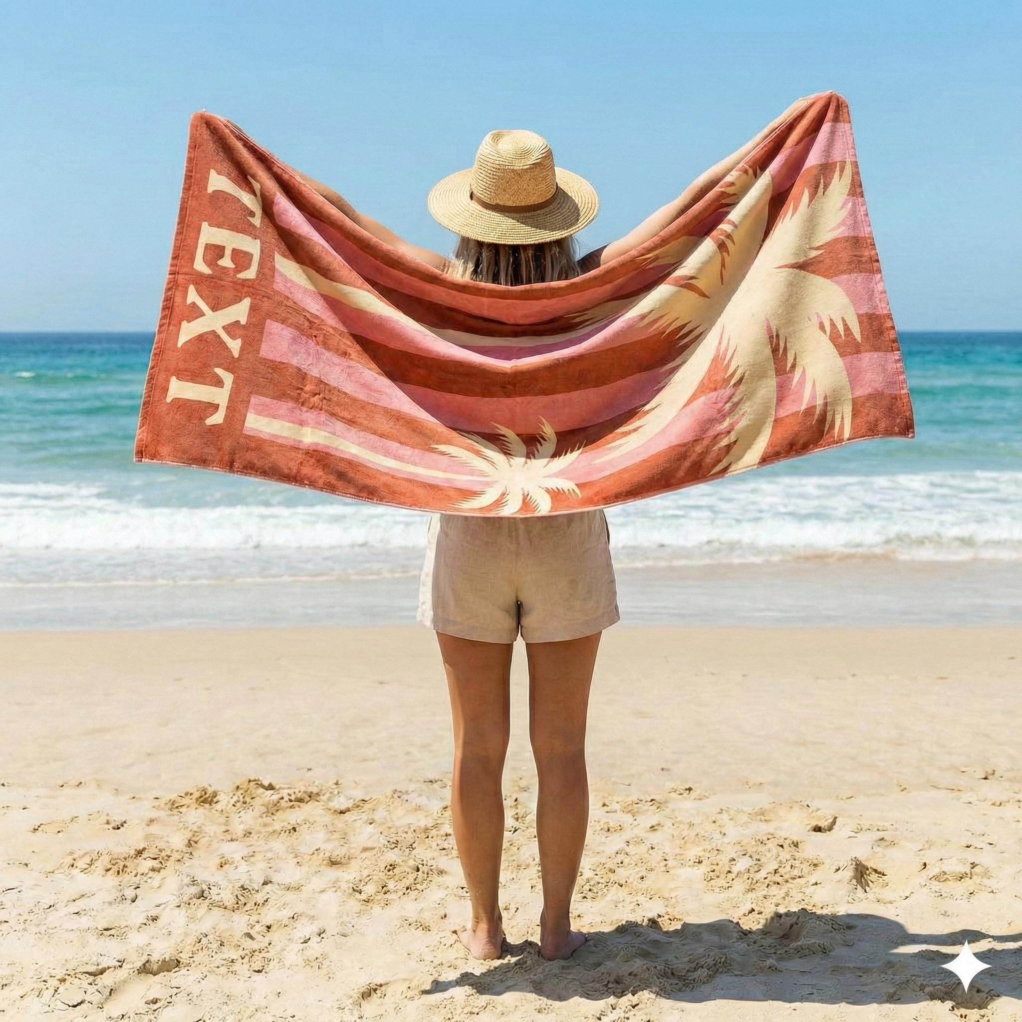 Personalized Retro Beach Towel: Custom Name, Vibrant Colors