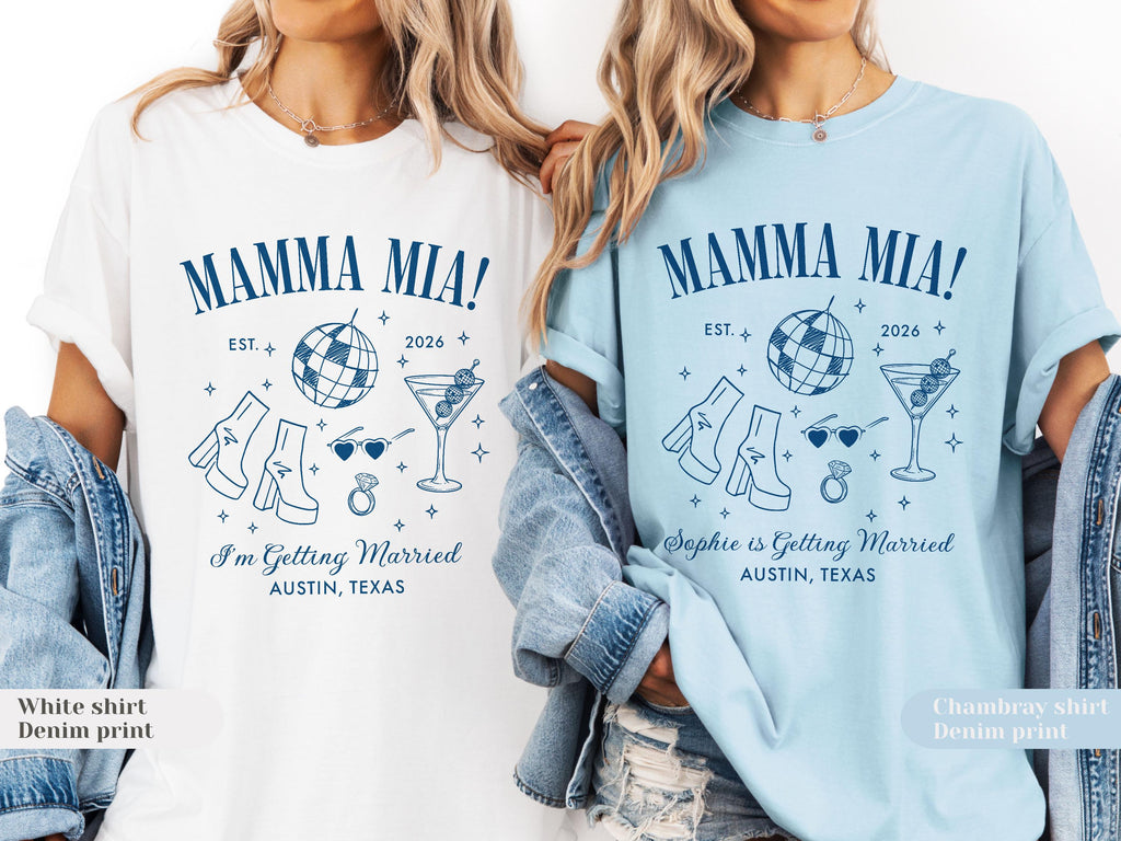 Personalized Mamma Mia Bachelorette Shirts | Dancing Queen Disco Bach Party