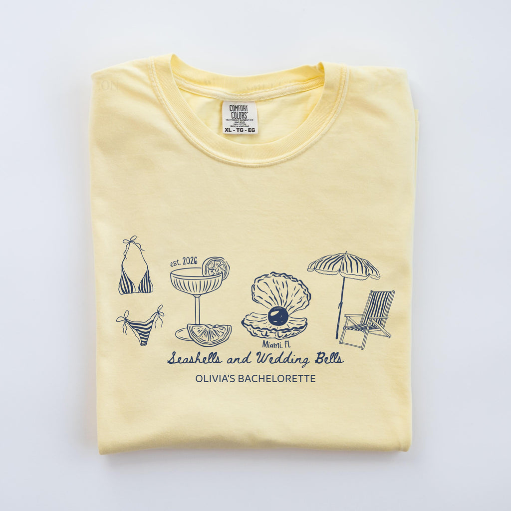 Custom Beach Bach Party Shirt, Comfort Colors Coastal Bride Tee, Matching Beach Bridal Party Gift