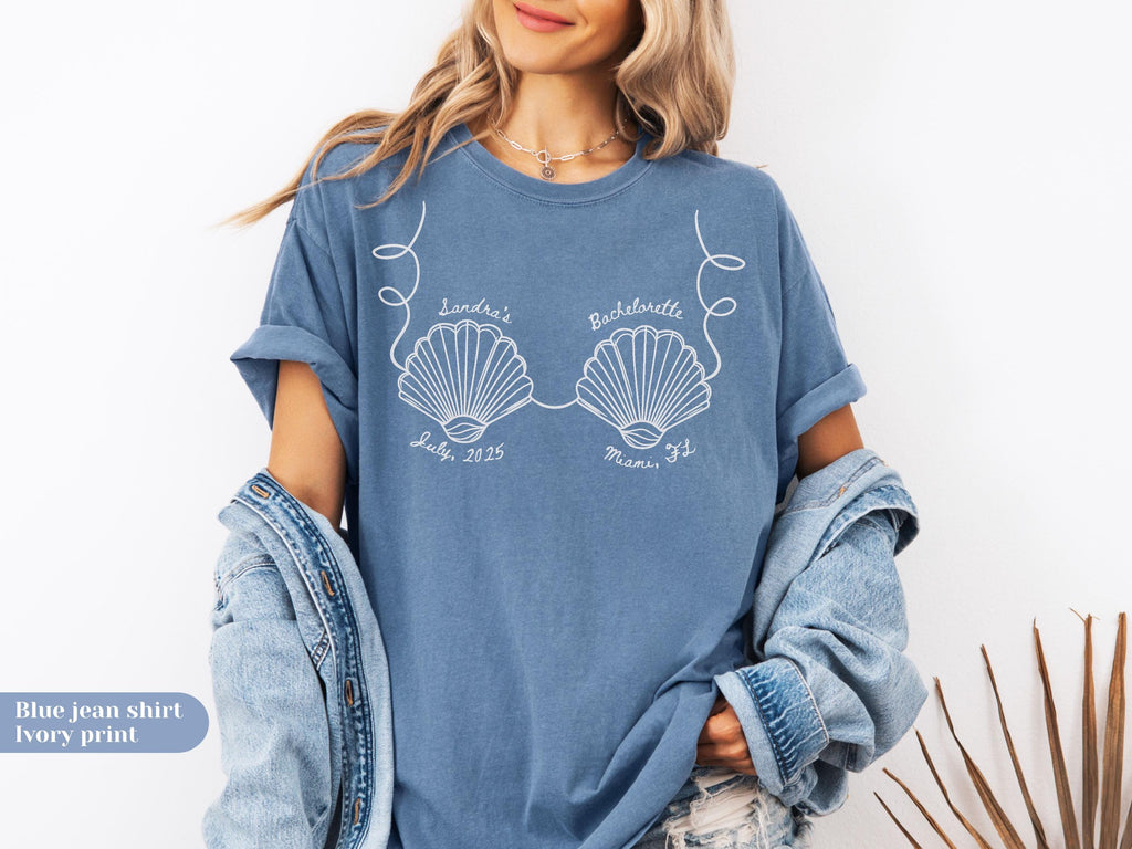 Custom Seashells Bachelorette Shirt: Beach Coastal Party, Comfort Colors