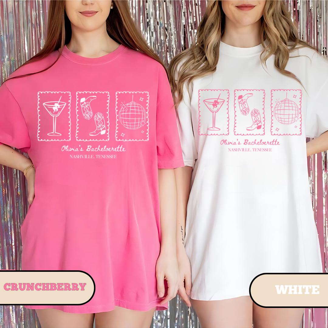 Custom Western Bachelorette Shirt, Nashville Bach Tshirts, Cowgirl Bride Tee, Matching Country Bridal Party, Personalized Girls Trip