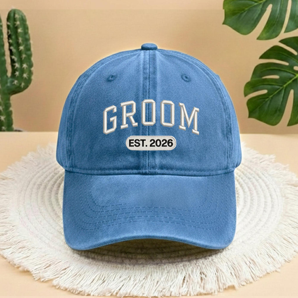 Custom Bride and Groom Est 2026 Embroidered Hat Set, Mr and Mrs Hat, Bride & Groom Matching Hats, Wedding Couple Caps