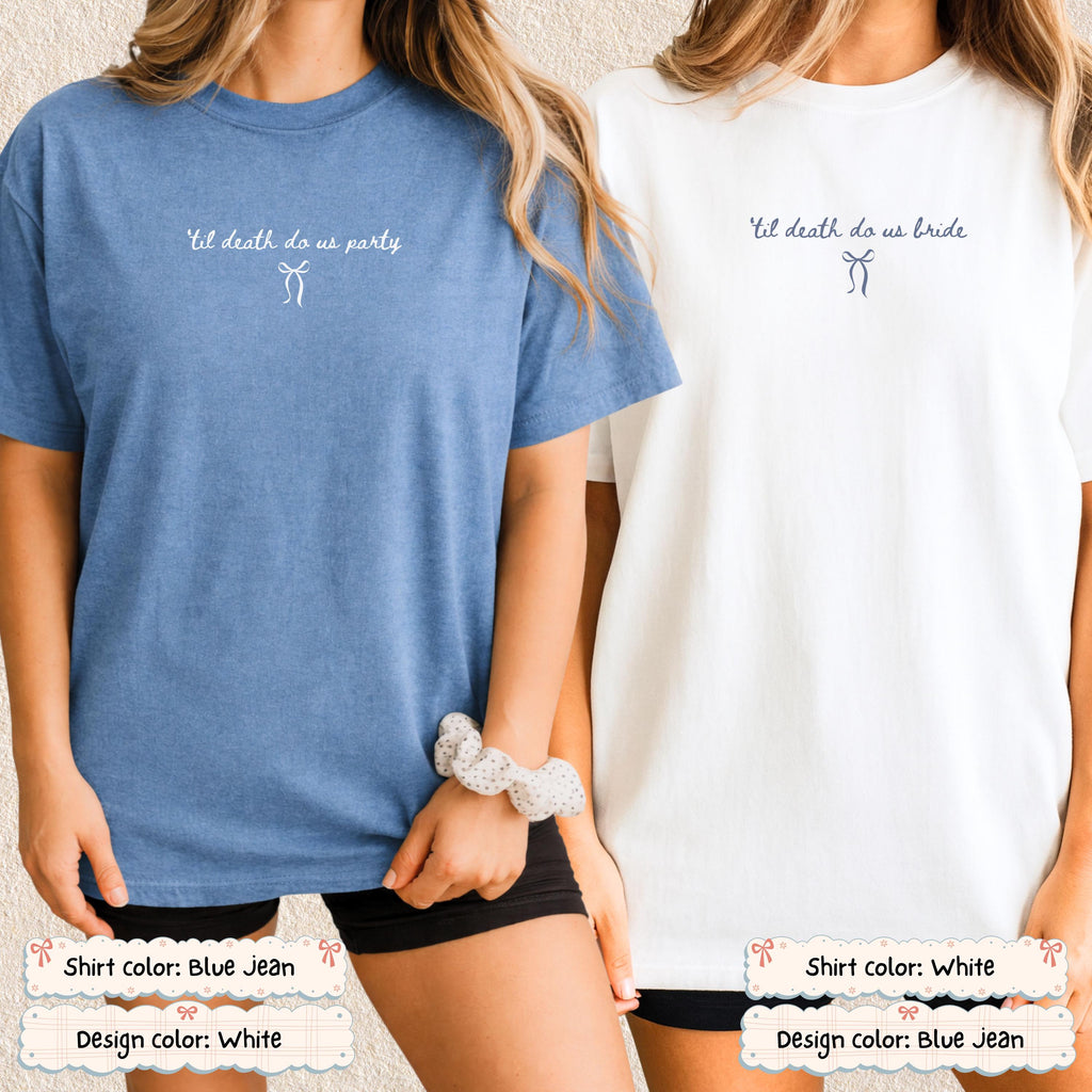 Custom Coquette Till Death Bachelorette Shirt Comfort Colors Tee Personalized Bridesmaid Bridal Party Bach Crew Girls Trip Bow Ribbon Girly