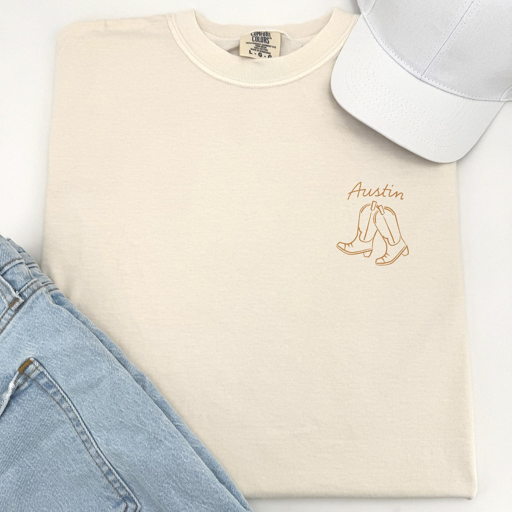 Austin Bachelorette Doodle Icons Unisex Comfort Colors® T-Shirt, Girls Trip Tee, Two-Sided Design