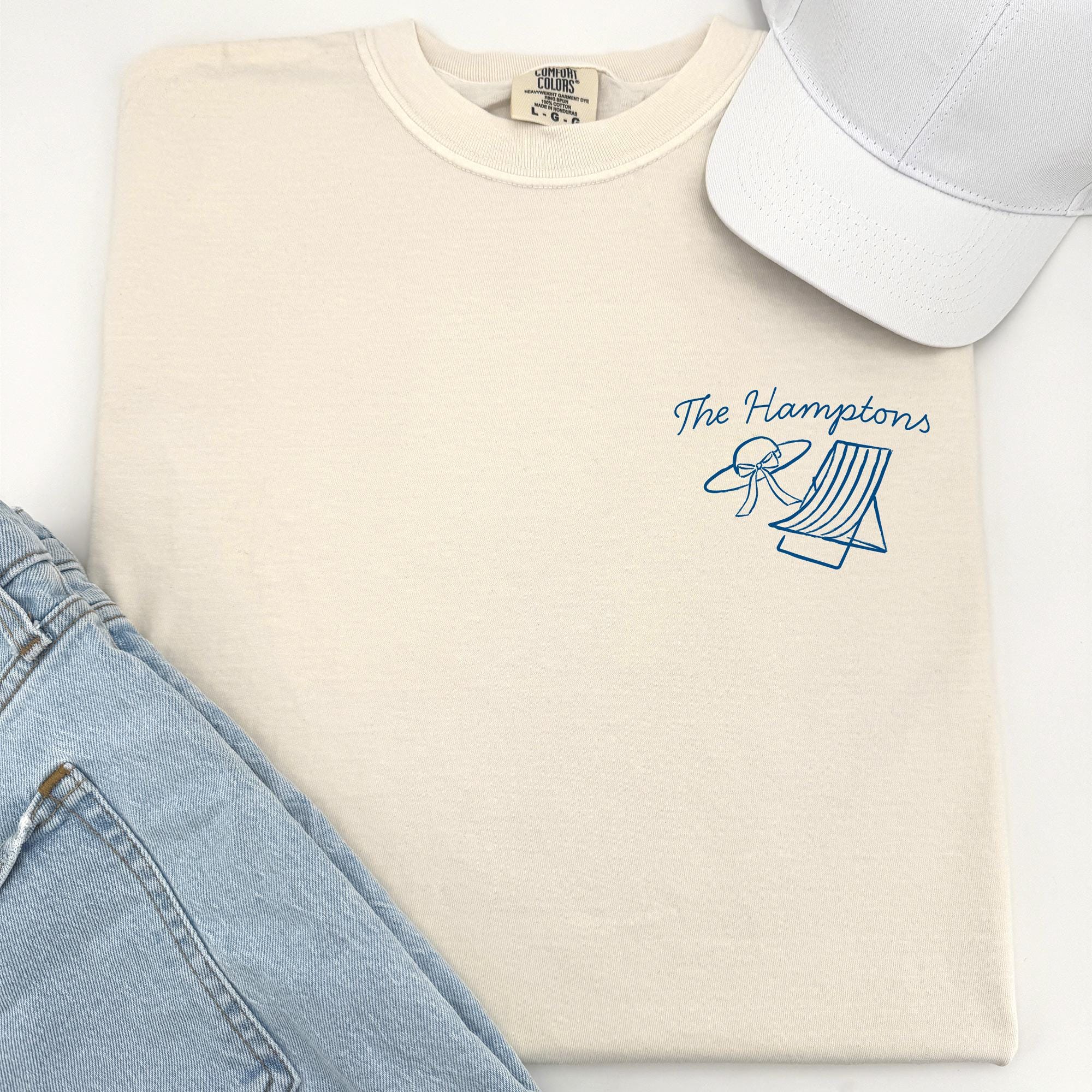 The Hamptons Bachelorette Doodle Icons Unisex Comfort Colors® T-Shirt, Girls Trip Tee, Two-Sided Design