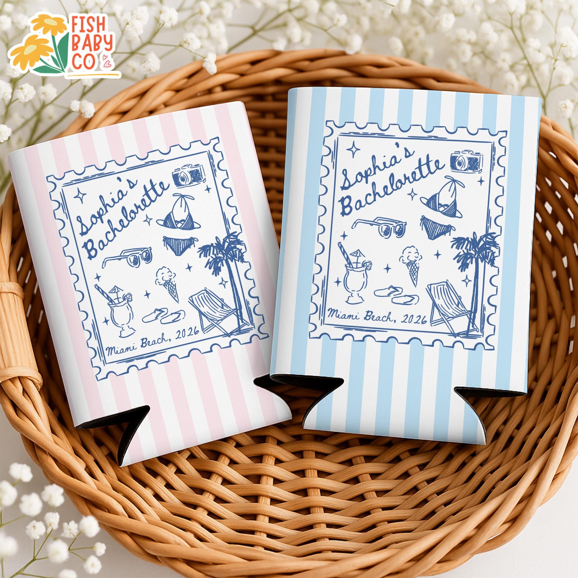 Coastal Bachelorette Party Can Cooler, Beach Bachelorette Drink Holder, Miami Bachelorette Party Favors, Bridal Party Drink Sleeves