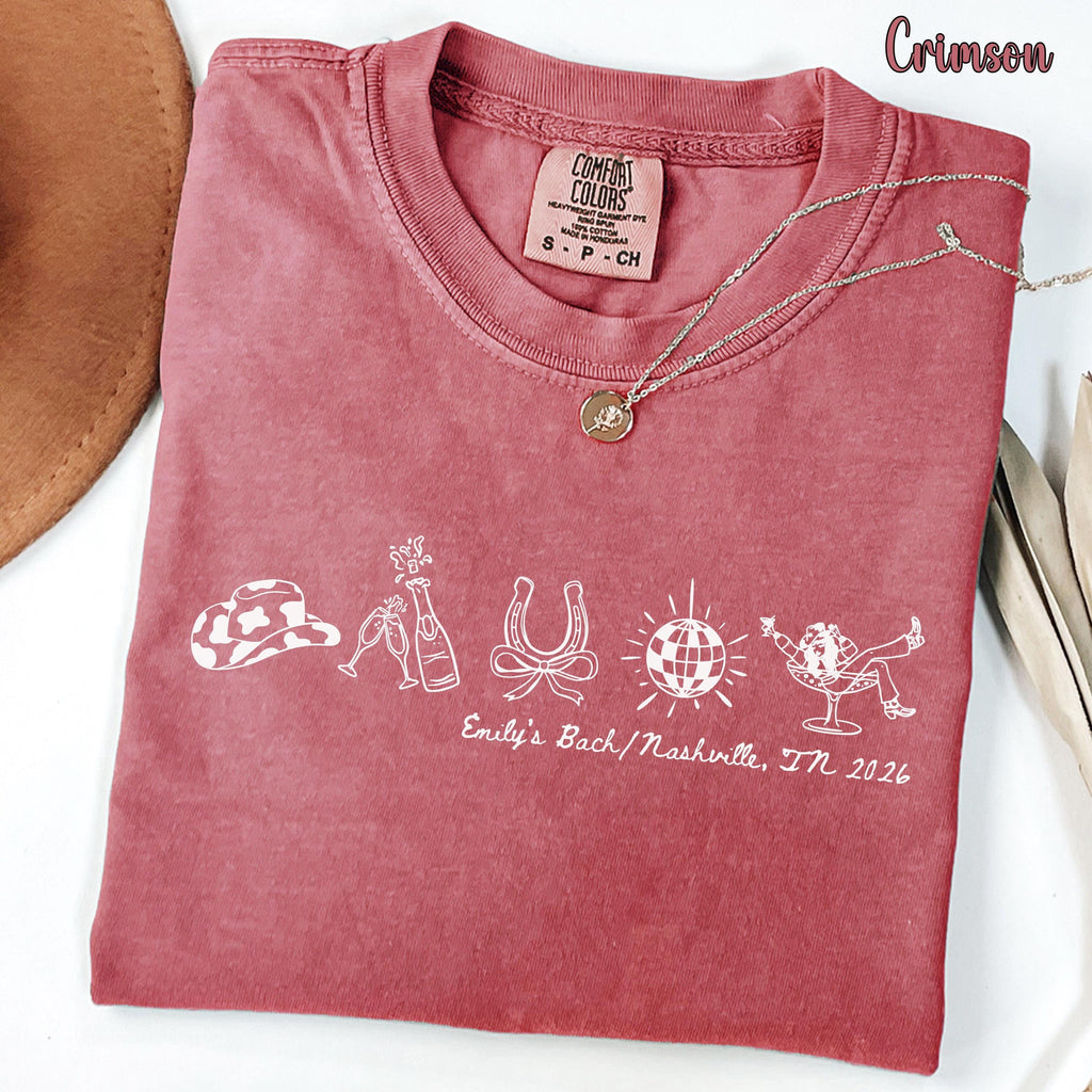 Nashville Bachelorette Shirts, Cowgirl Bride Nashville Bach Party Tshirt, Custom Matching Bachelorette Tee, Western Lets Go Girls Boxy Tees