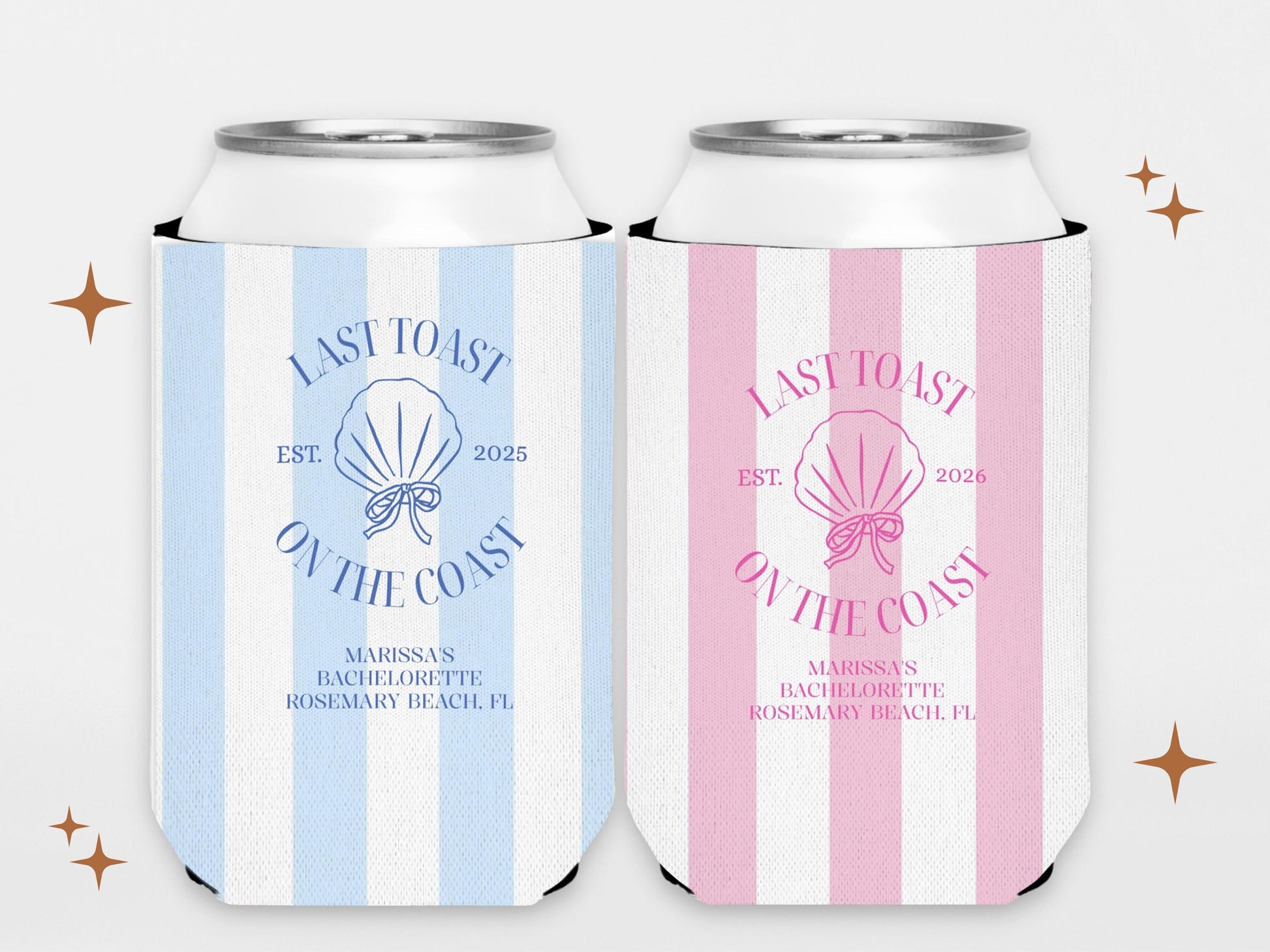Personalized Coastal Bachelorette Can Cooler, Beach Bachelorette Party Can Coolers, Beach Coastal Can Cooler, Last Toast On The Coast Coozie