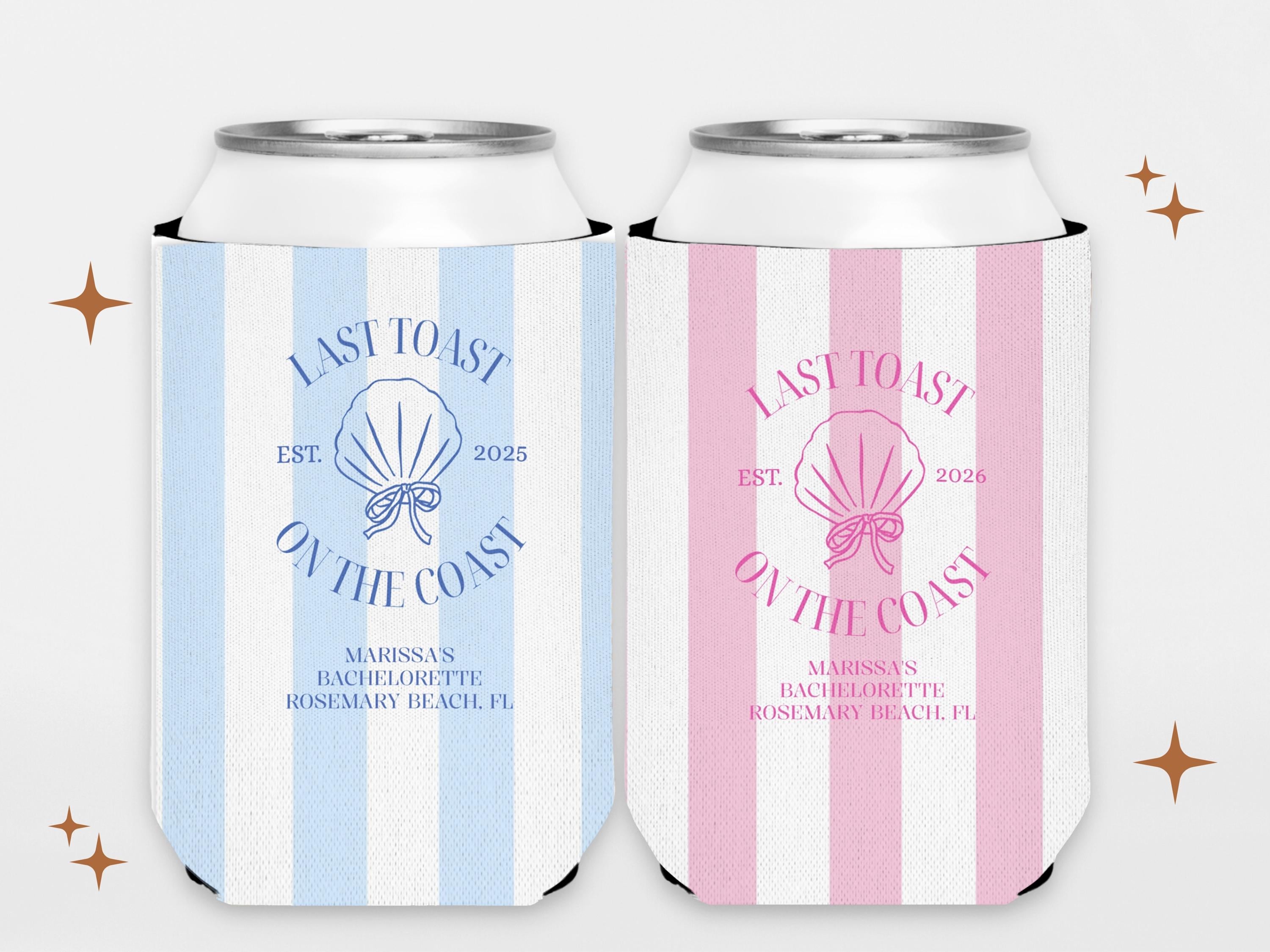 Personalized Coastal Bachelorette Can Cooler, Beach Bachelorette Party Can Coolers, Beach Coastal Can Cooler, Last Toast On The Coast Coozie