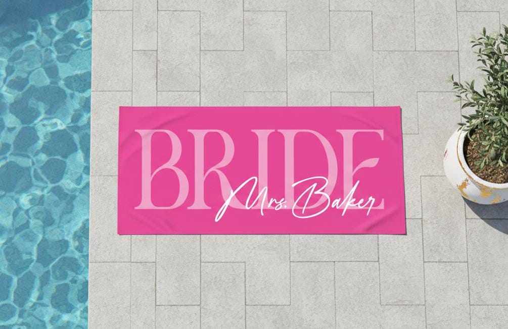 Personalized Bride Beach Towels, Bride Custom Beach Towel, Custom Vacation Gift, Honeymoon/Bachelorette Trip, Bridal Shower Gift