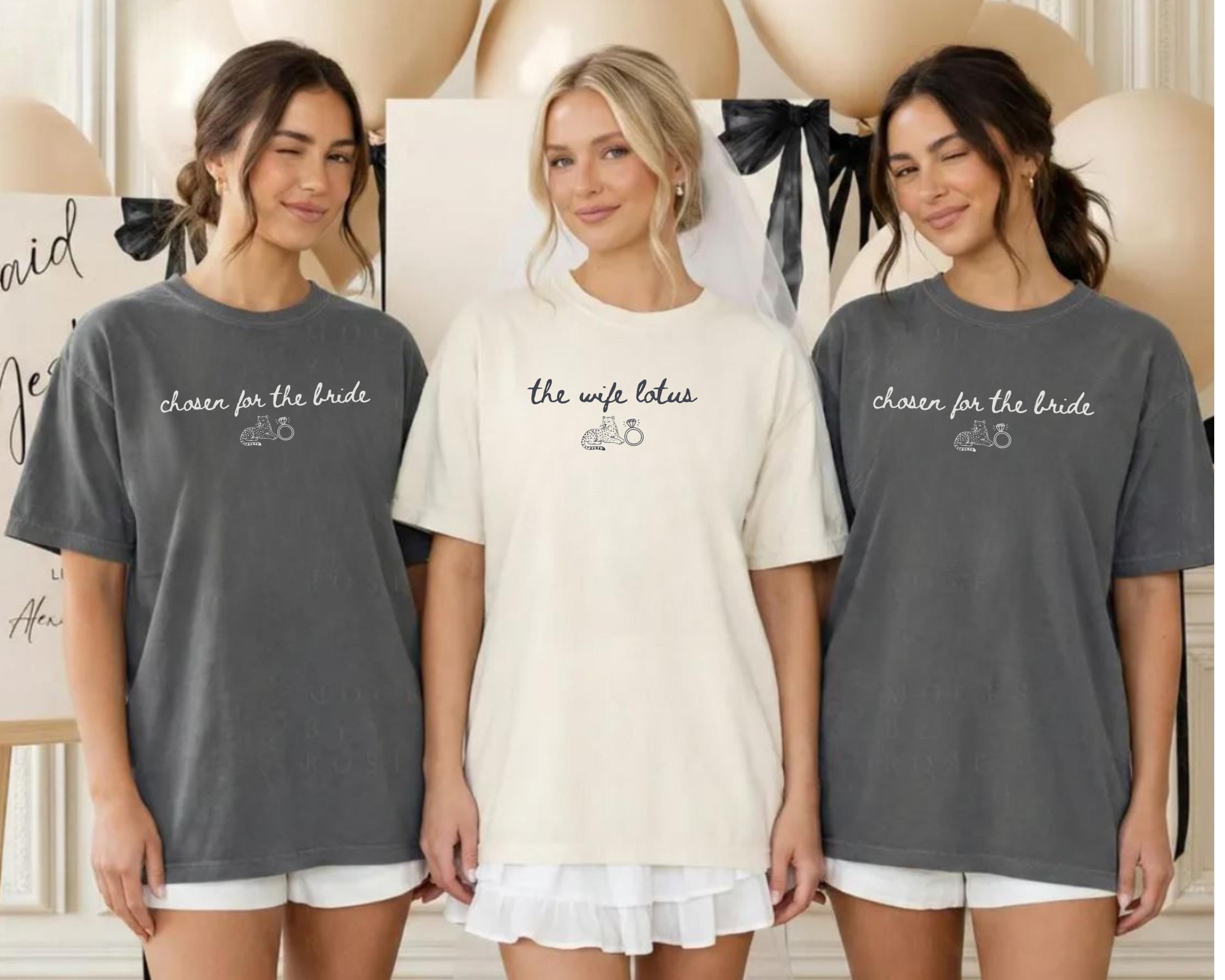 The Wife Lotus Destination Bachelorette Shirts Tropical Bridal Trip Bride Squad Matching Resort Bach Weekend Chosen for the Bride Tee