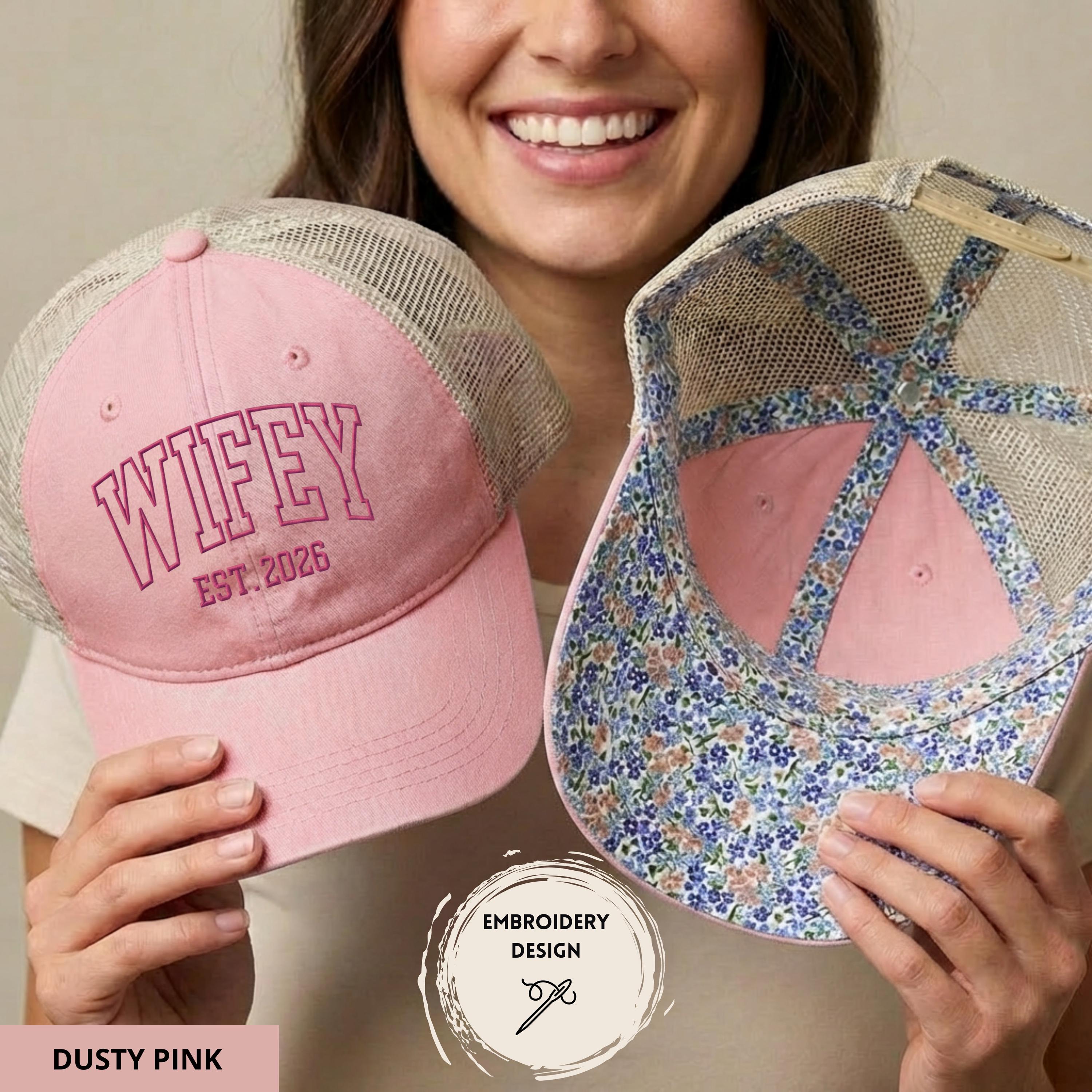 Embroidered Wifey Hat, Custom Embroidery Baseball Cap, Personalized Date Hat, Funny Womens Hat, Wifey Snapback, Gift For Bride, Wedding Gift