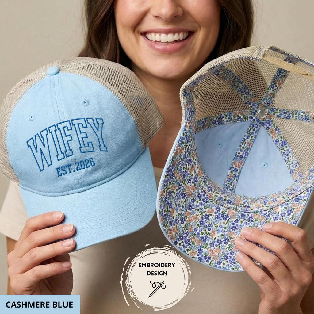 Embroidered Wifey Hat, Custom Embroidery Baseball Cap, Personalized Date Hat, Funny Womens Hat, Wifey Snapback, Gift For Bride, Wedding Gift