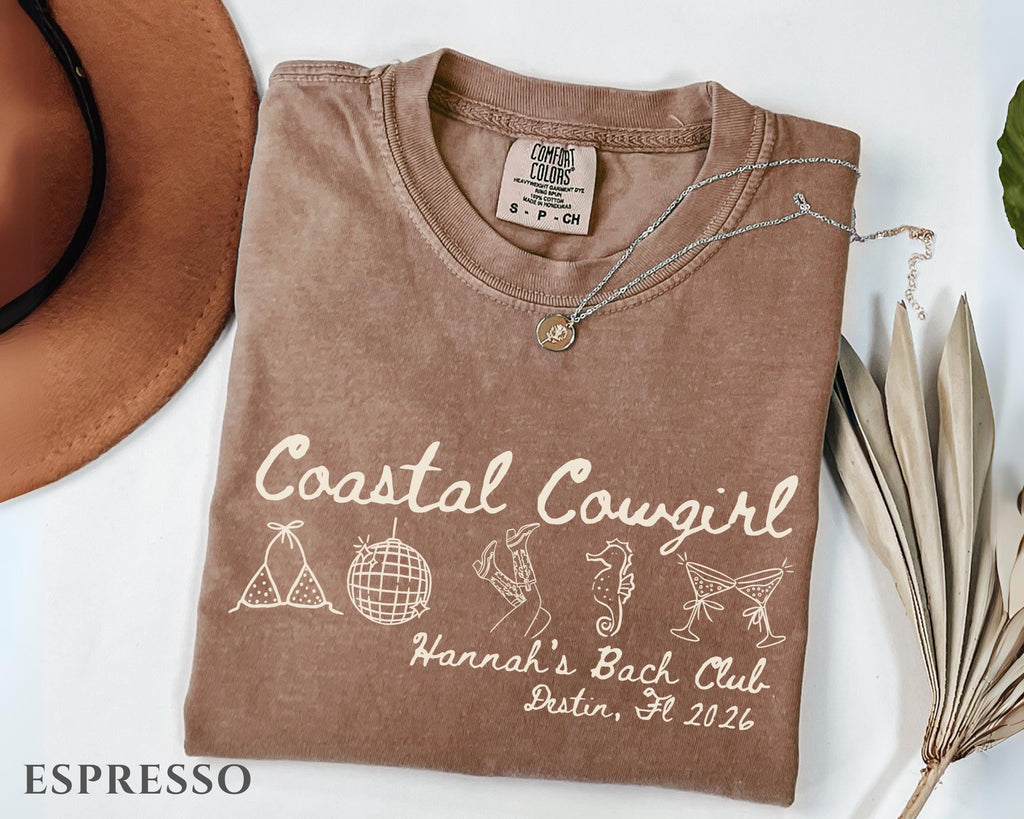 Coastal Cowgirl Bachelorette Shirt, Beach Bach Party Tee, Western Bridal Party Shirt, Cowgirl Bride Squad Gift, Custom Beach Bach Shirt