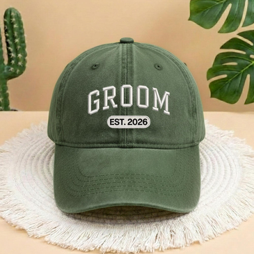 Custom Bride and Groom Est 2026 Embroidered Hat Set, Mr and Mrs Hat, Bride & Groom Matching Hats, Wedding Couple Caps