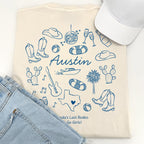 Austin Bachelorette Doodle Icons Unisex Comfort Colors® T-Shirt, Girls Trip Tee, Two-Sided Design