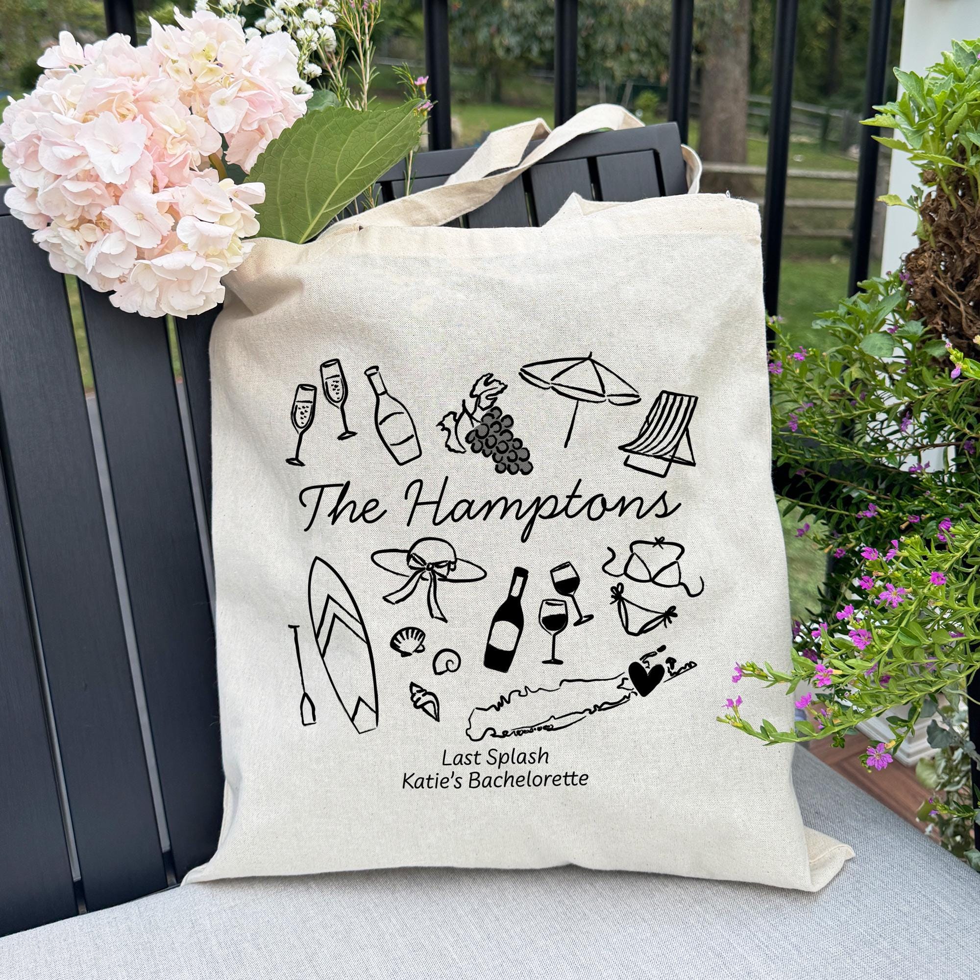 The Hamptons Bachelorette Doodle Icons Unisex Comfort Colors® T-Shirt, Girls Trip Tee, Two-Sided Design