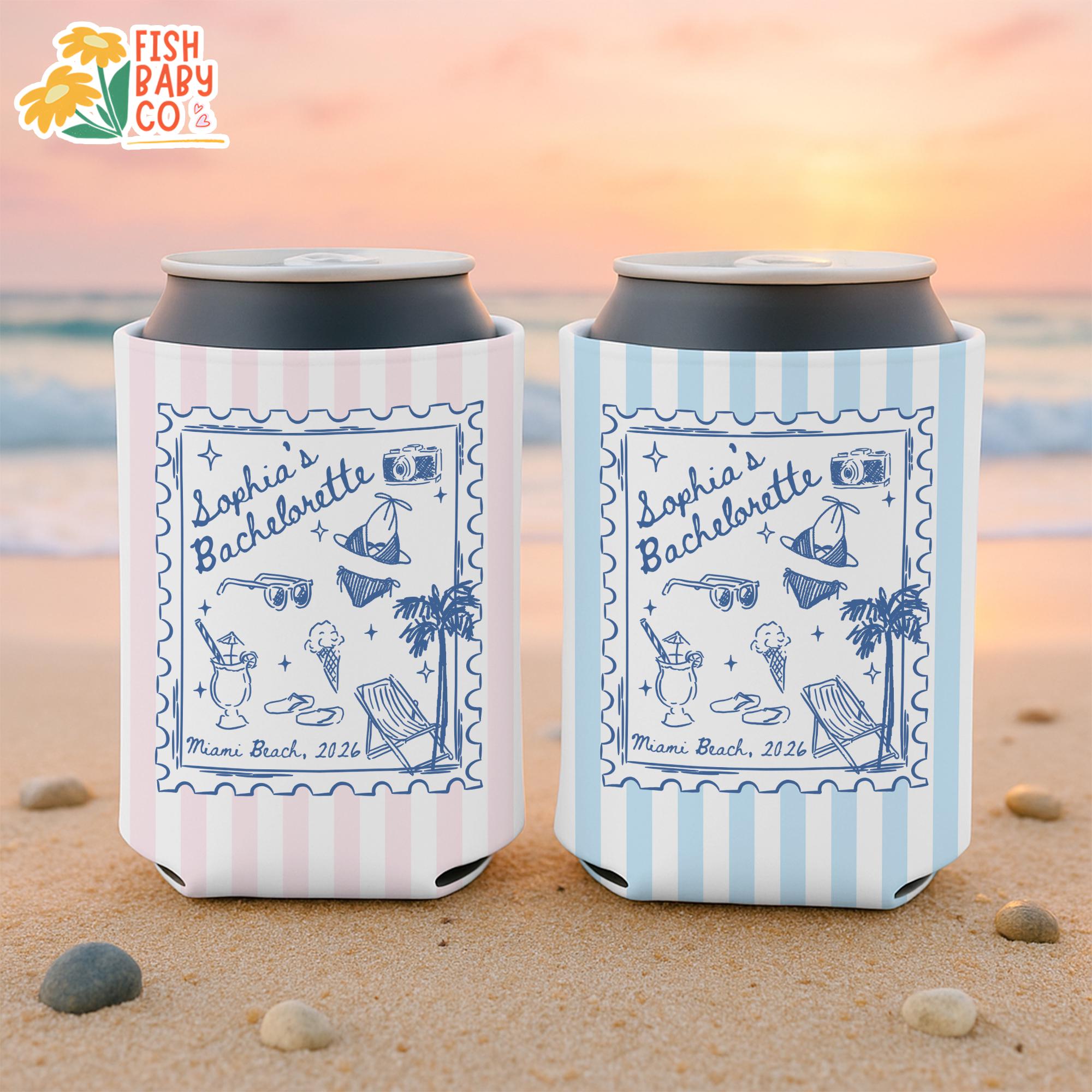Coastal Bachelorette Party Can Cooler, Beach Bachelorette Drink Holder, Miami Bachelorette Party Favors, Bridal Party Drink Sleeves