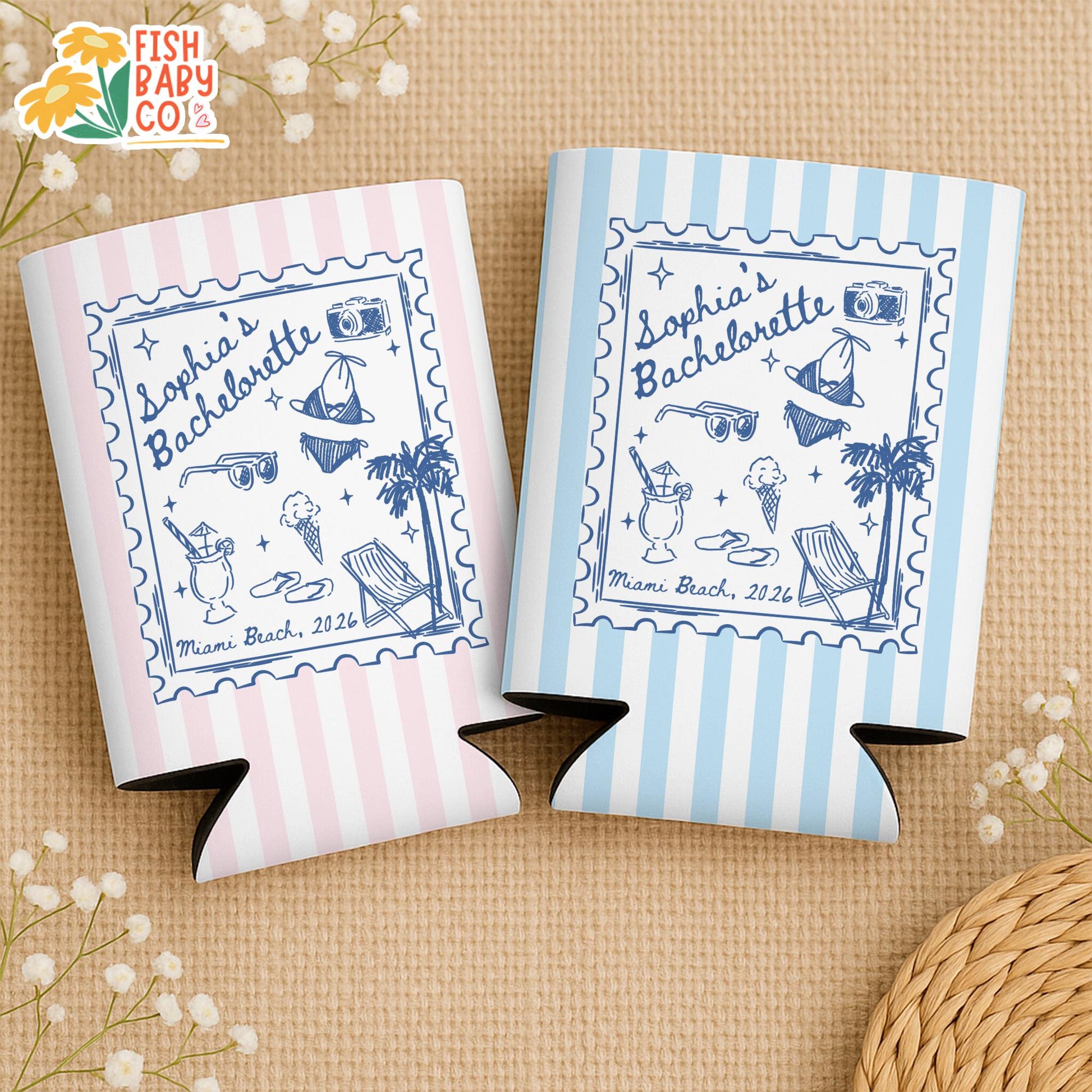Coastal Bachelorette Party Can Cooler, Beach Bachelorette Drink Holder, Miami Bachelorette Party Favors, Bridal Party Drink Sleeves