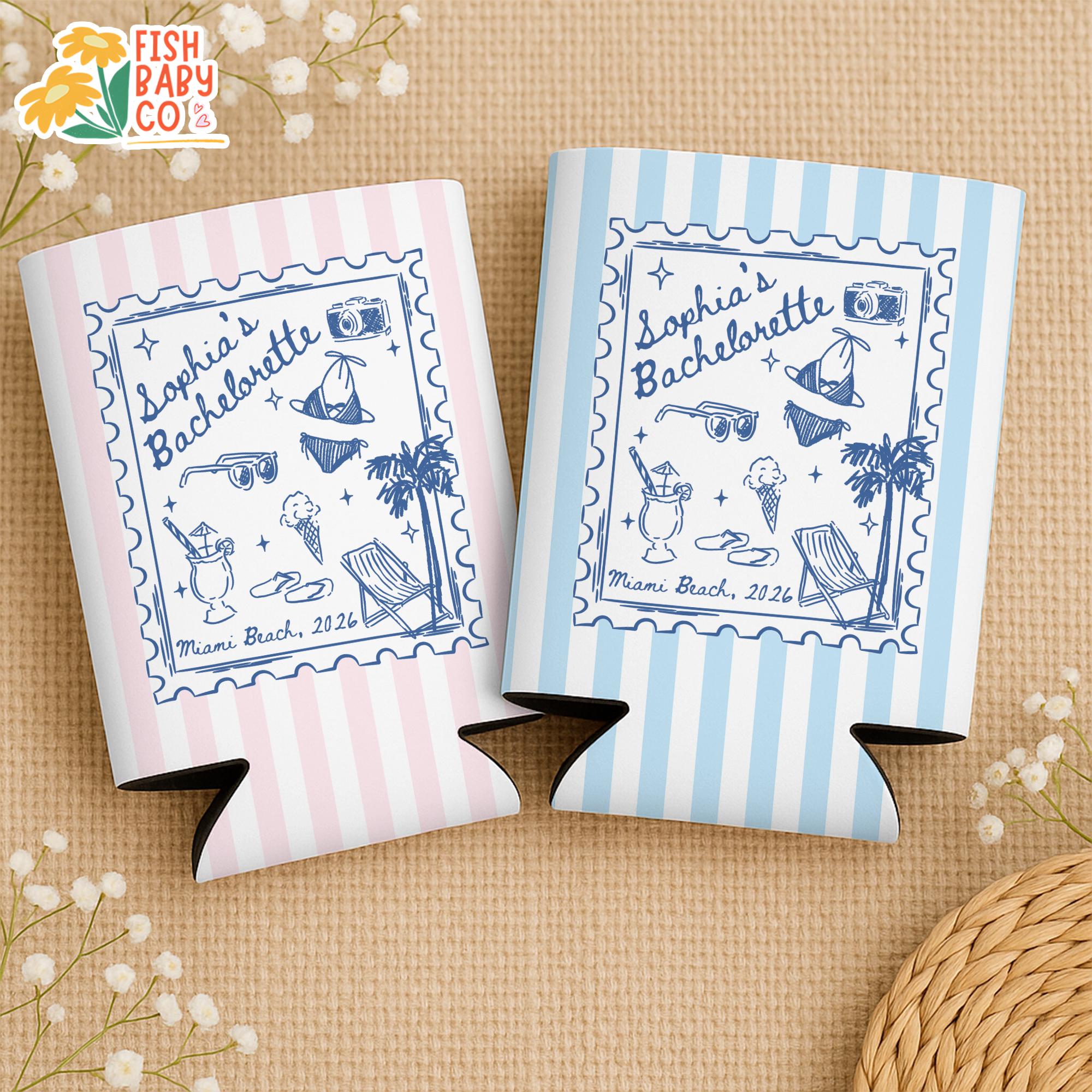 Coastal Bachelorette Party Can Cooler, Beach Bachelorette Drink Holder, Miami Bachelorette Party Favors, Bridal Party Drink Sleeves