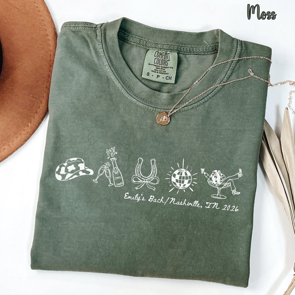 Nashville Bachelorette Shirts, Cowgirl Bride Nashville Bach Party Tshirt, Custom Matching Bachelorette Tee, Western Lets Go Girls Boxy Tees