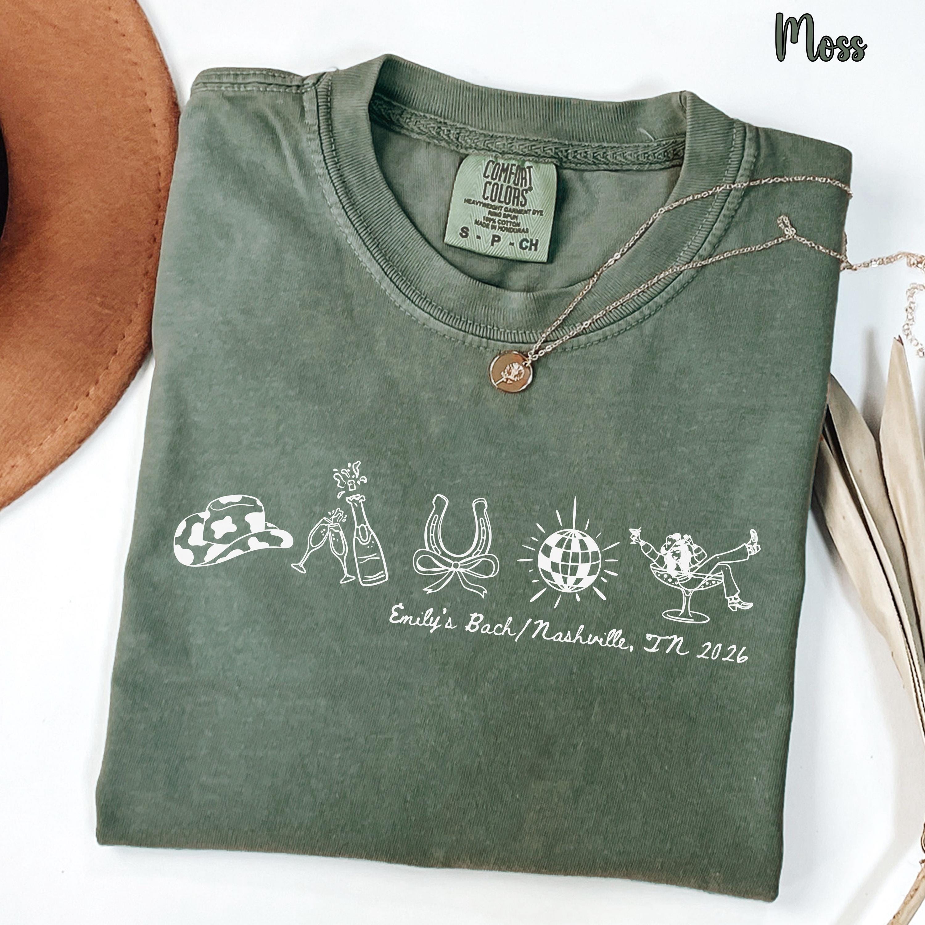 Nashville Bachelorette Shirts, Cowgirl Bride Nashville Bach Party Tshirt, Custom Matching Bachelorette Tee, Western Lets Go Girls Boxy Tees