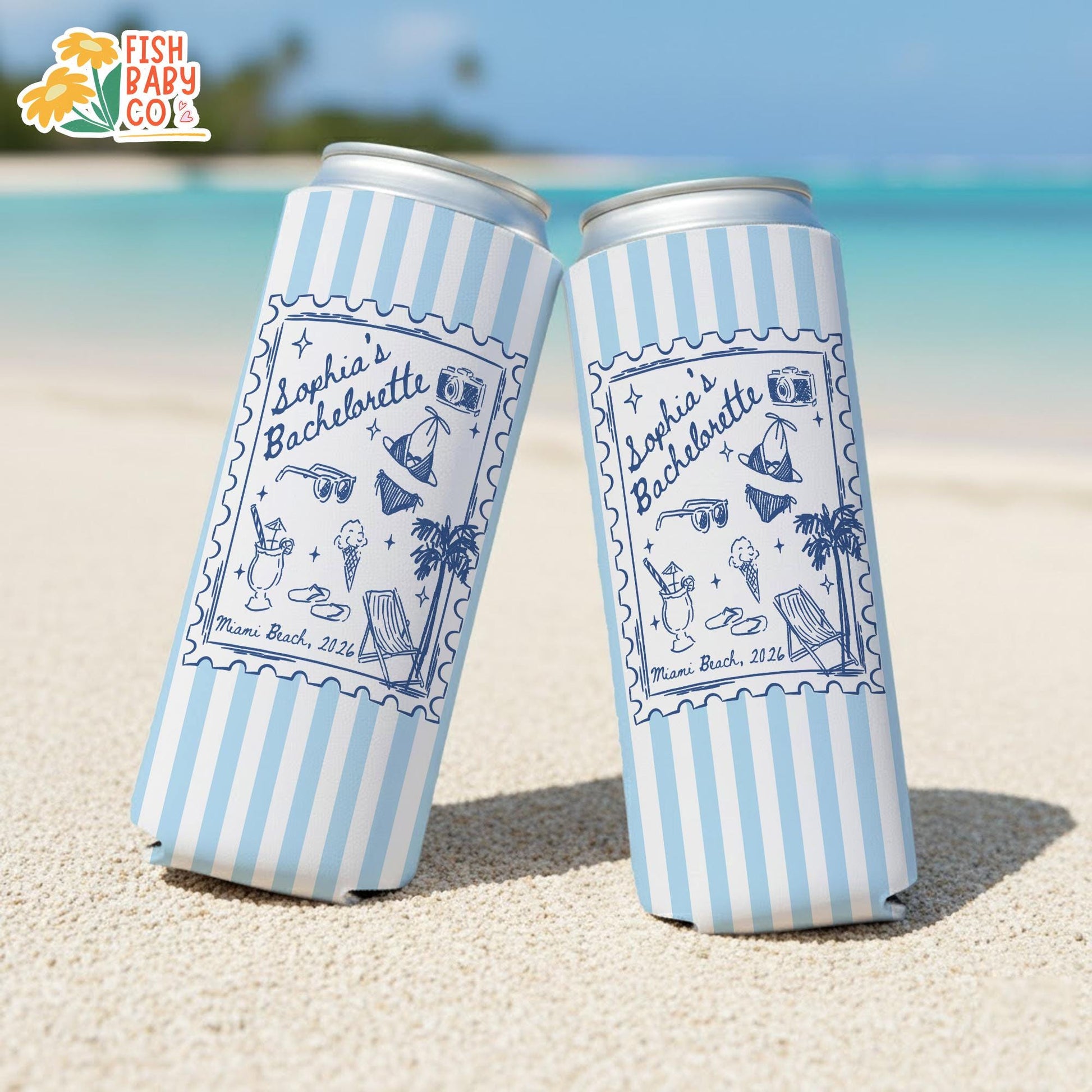 Coastal Bachelorette Party Can Cooler, Beach Bachelorette Drink Holder, Miami Bachelorette Party Favors, Bridal Party Drink Sleeves