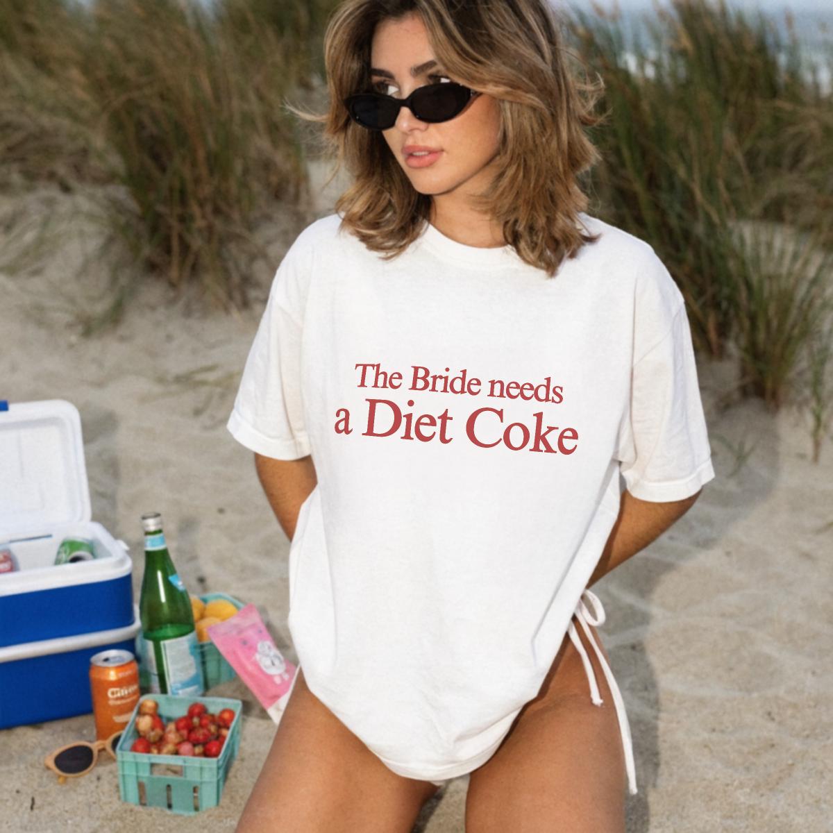The Bride Needs a Diet Coke tshirt, Funny Bride Shirt, Bachelorette Party Tee, Wedding Morning Outfit, Bach Trip Shirt, Bridal Gift