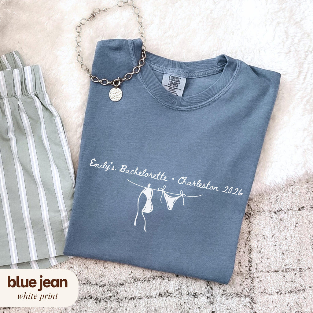Custom Beach Bachelorette Shirts Comfort Colors, Last Toast on the Coast Bikini Bach Merch, Last Splash Coastal Tee