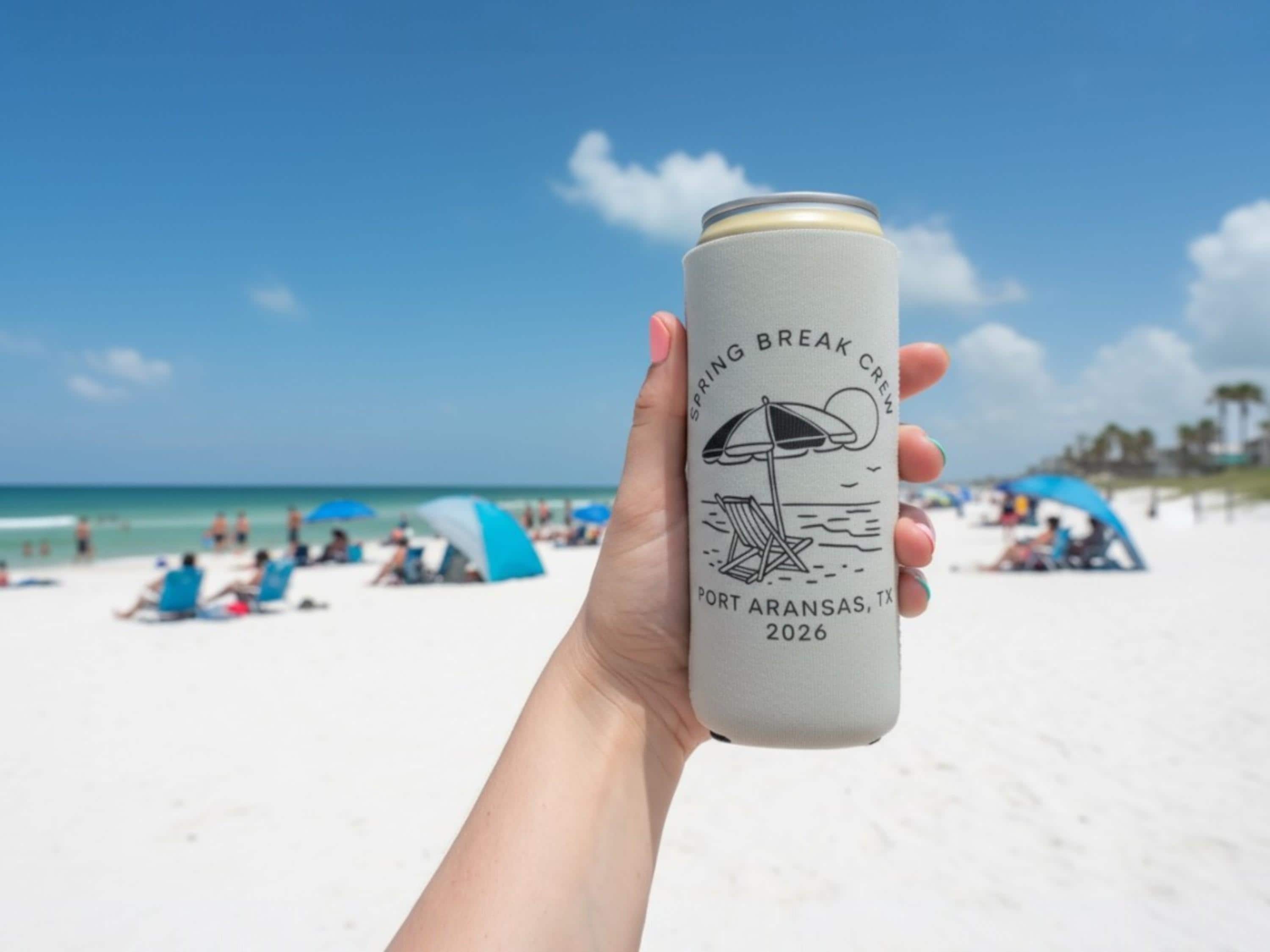 Personalized Neoprene Can Cooler: Beach Vacation, Family Reunion Favor