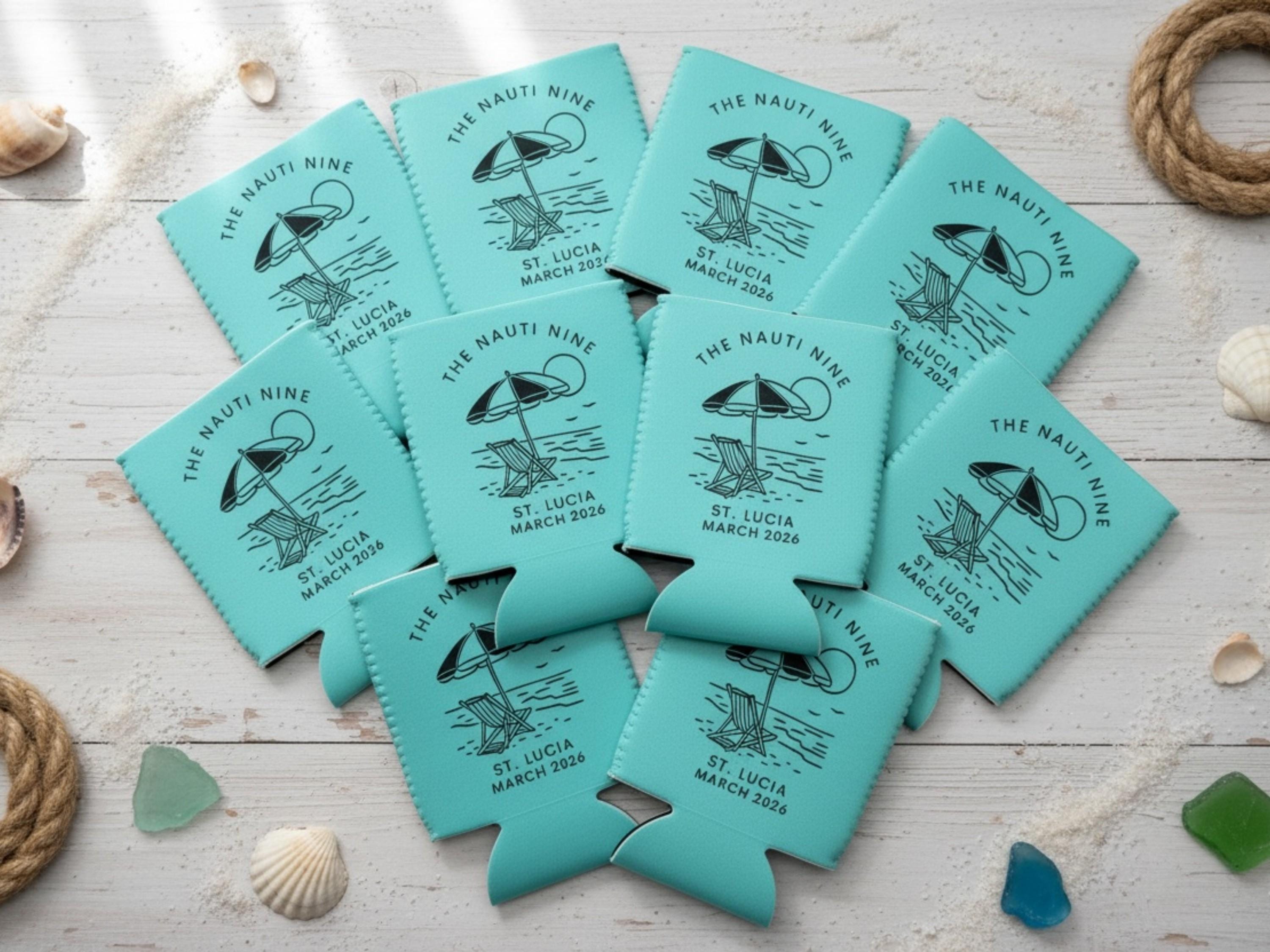 Personalized Neoprene Can Cooler: Beach Vacation, Family Reunion Favor