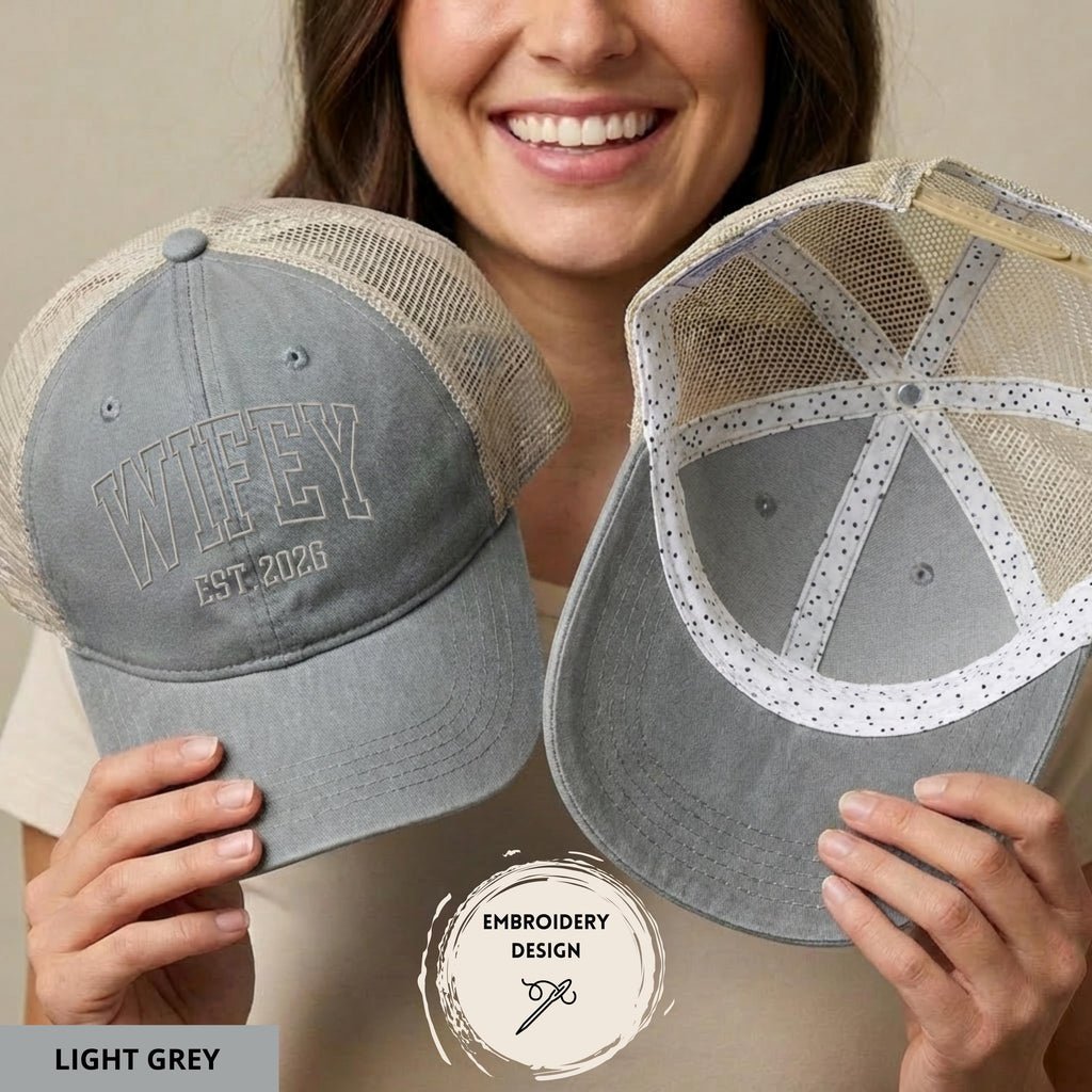 Embroidered Wifey Hat, Custom Embroidery Baseball Cap, Personalized Date Hat, Funny Womens Hat, Wifey Snapback, Gift For Bride, Wedding Gift