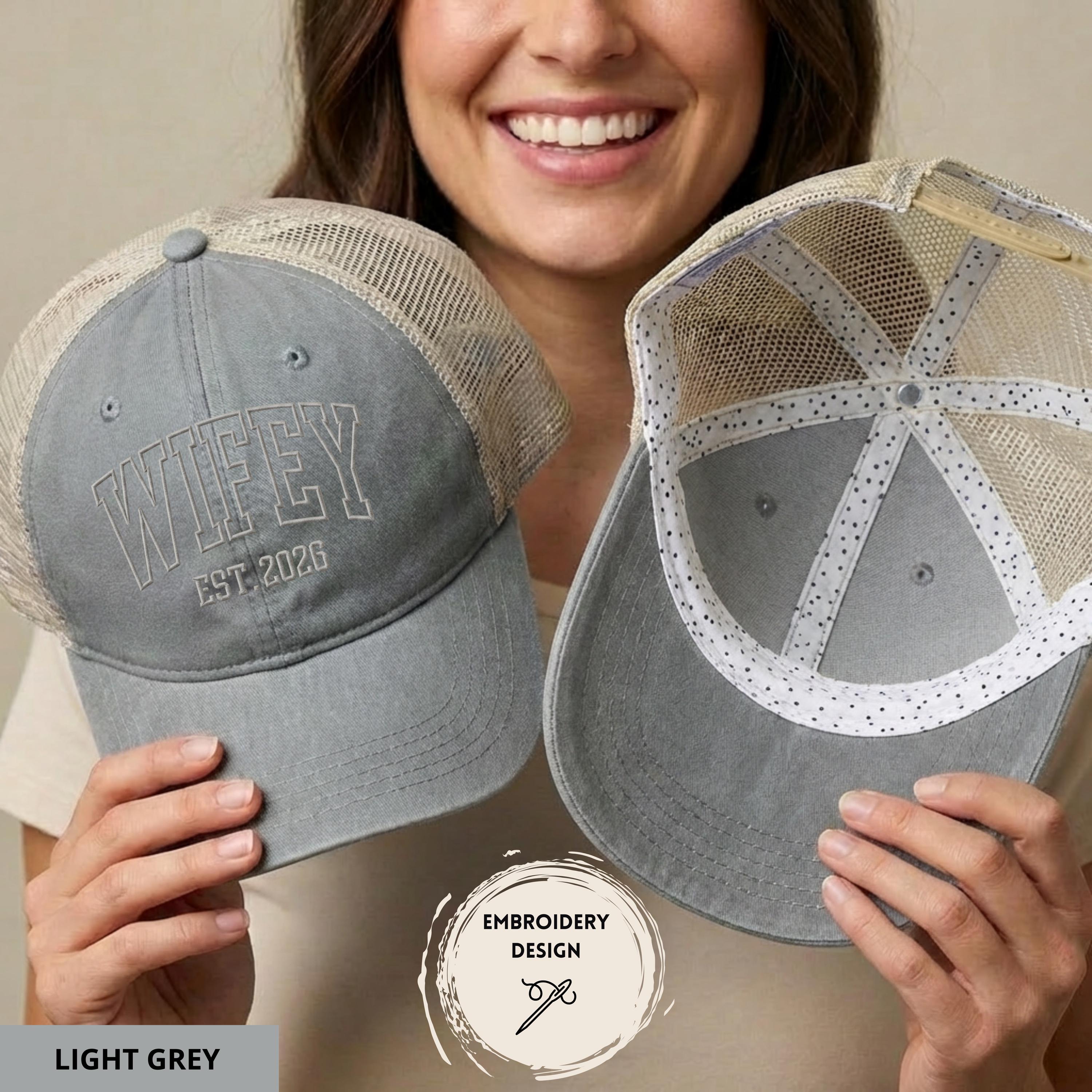 Embroidered Wifey Hat, Custom Embroidery Baseball Cap, Personalized Date Hat, Funny Womens Hat, Wifey Snapback, Gift For Bride, Wedding Gift
