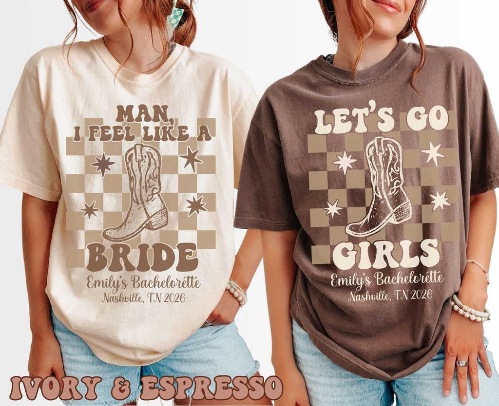 Custom Western Bachelorette Party Comfort Colors let's go girls Shirt matching Cowboy Shirt for Bach Trip Last Rodeo Country Bachelorette