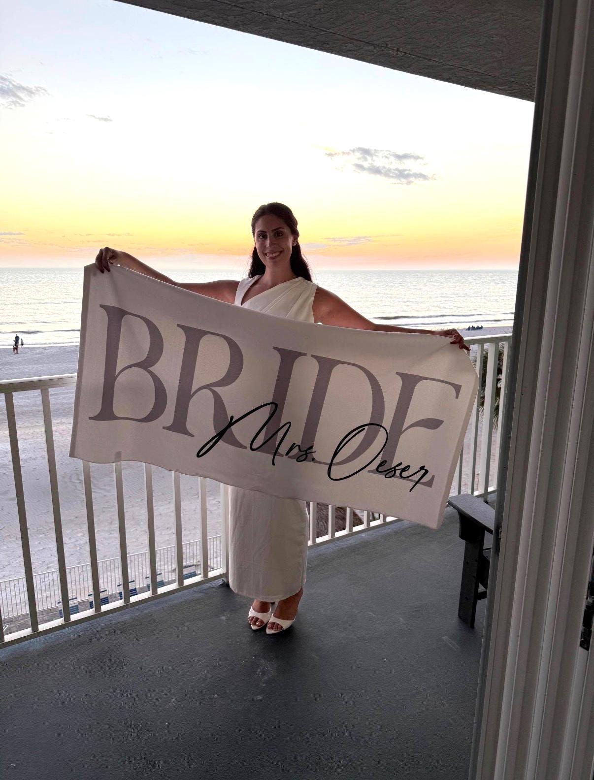Personalized Bride Beach Towels, Bride Custom Beach Towel, Custom Vacation Gift, Honeymoon/Bachelorette Trip, Bridal Shower Gift
