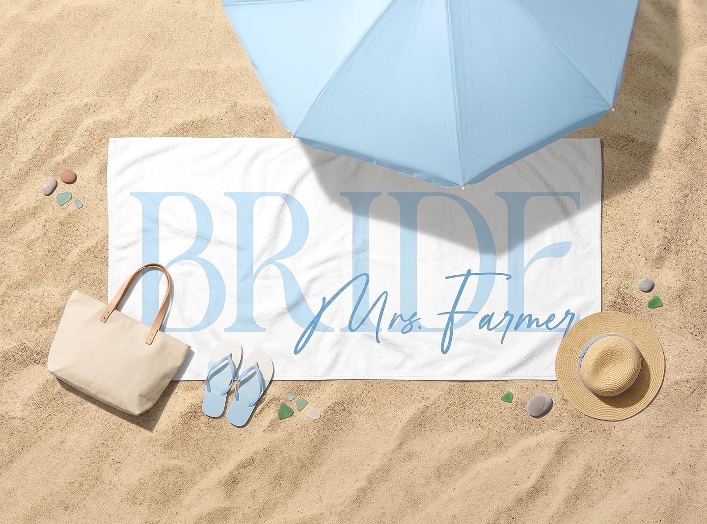 Personalized Bride Beach Towels, Bride Custom Beach Towel, Custom Vacation Gift, Honeymoon/Bachelorette Trip, Bridal Shower Gift