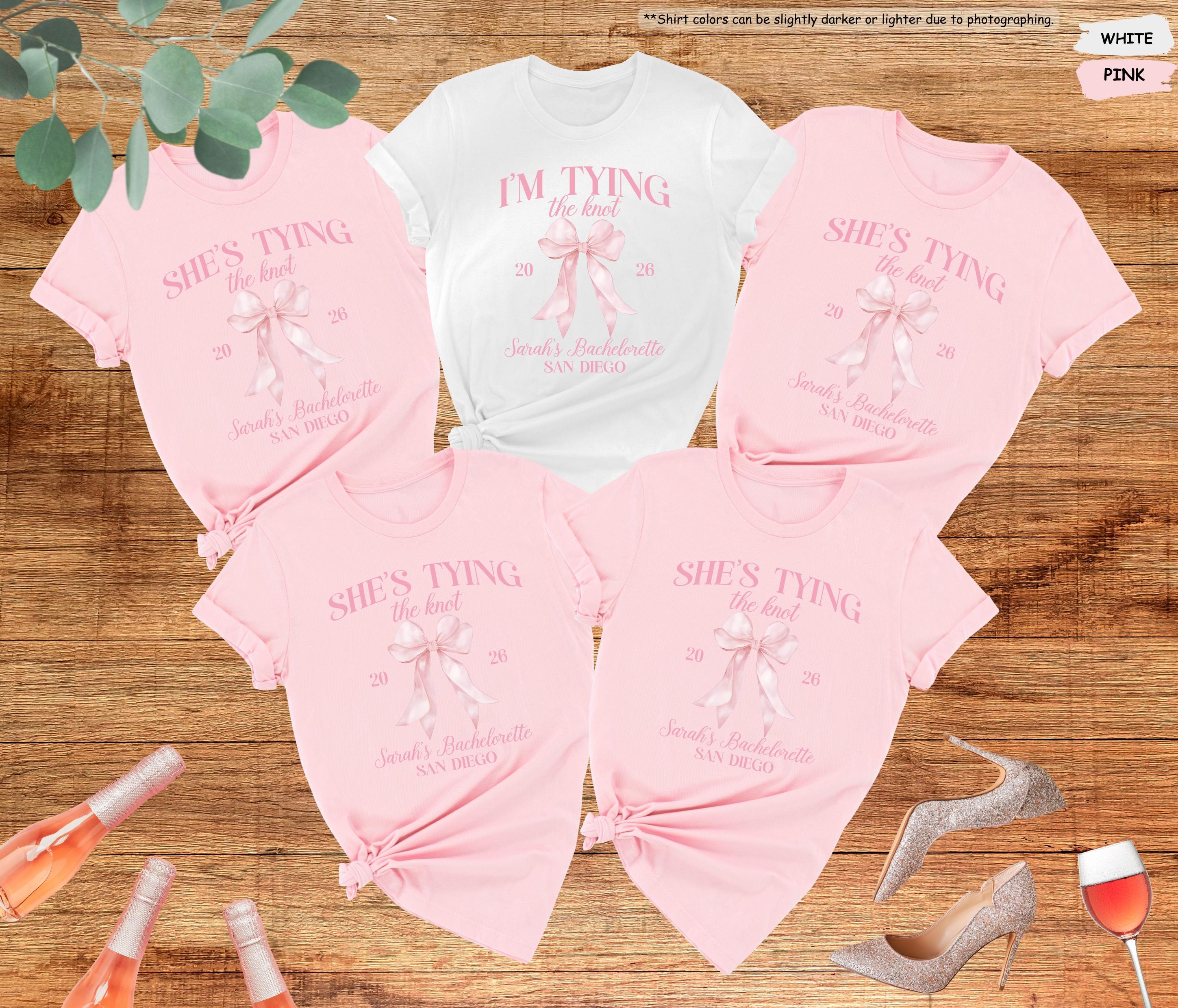Bachelorette Party Shirts, She’s Tying the Knot Tee, Bridal Party Matching Shirts, Bride Squad Shirt, Bridesmaid Gift, Wedding Weekend Tee