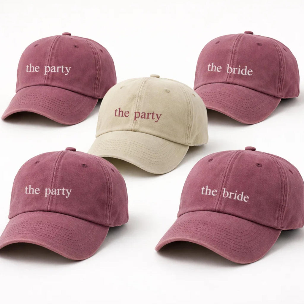 Embroidered The Bride and The Party Caps, Custom Bachelorette Party Hat, Team Bride Vintage Baseball Hat, Bridal Shower Gift, Bach Party Cap