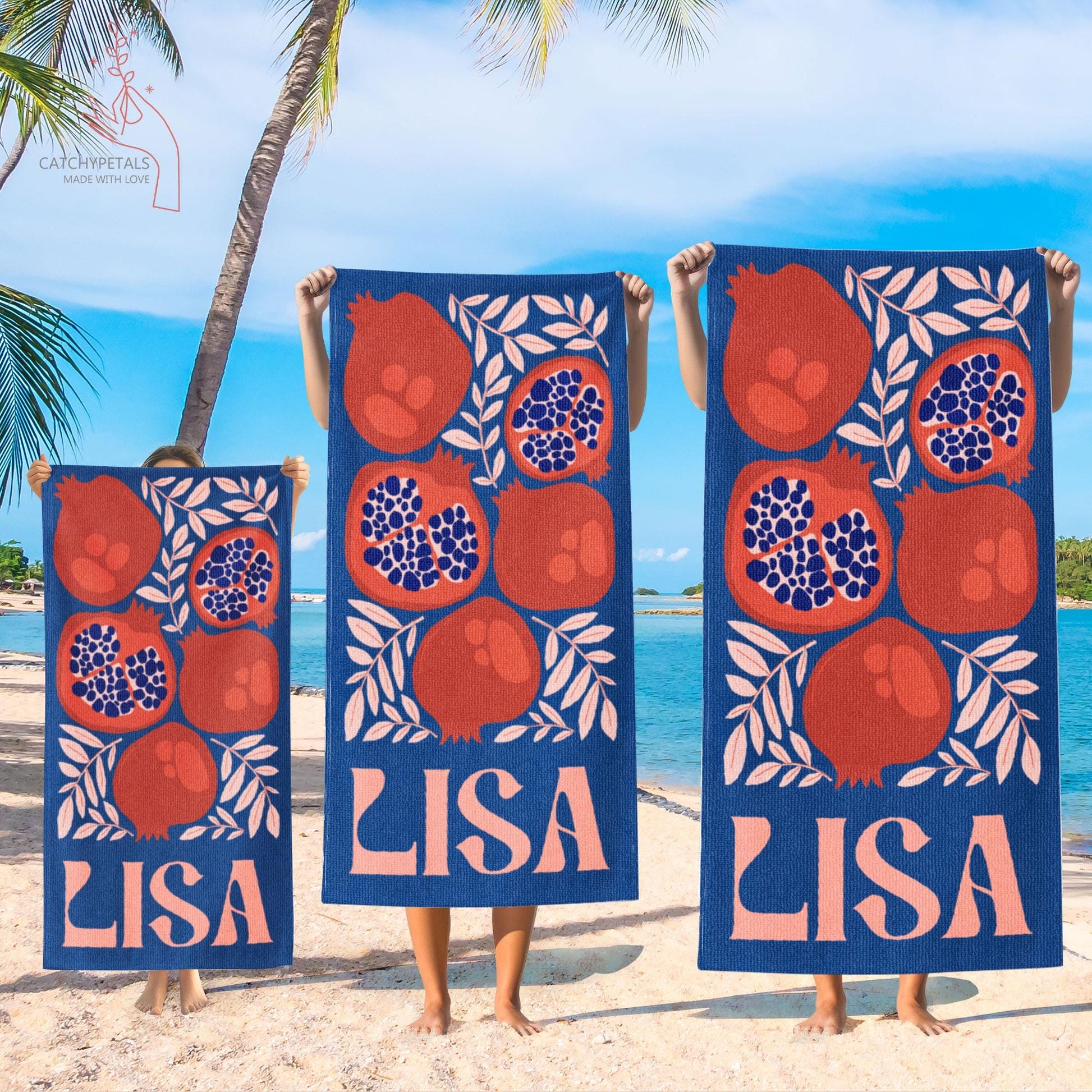 Personalized Retro Beach Towel with Name,Groovy Vibes Beach,Retro Floral Towel,Pool Towel,Bachelorette Party,Vacation Gift,Summer Trip Towel