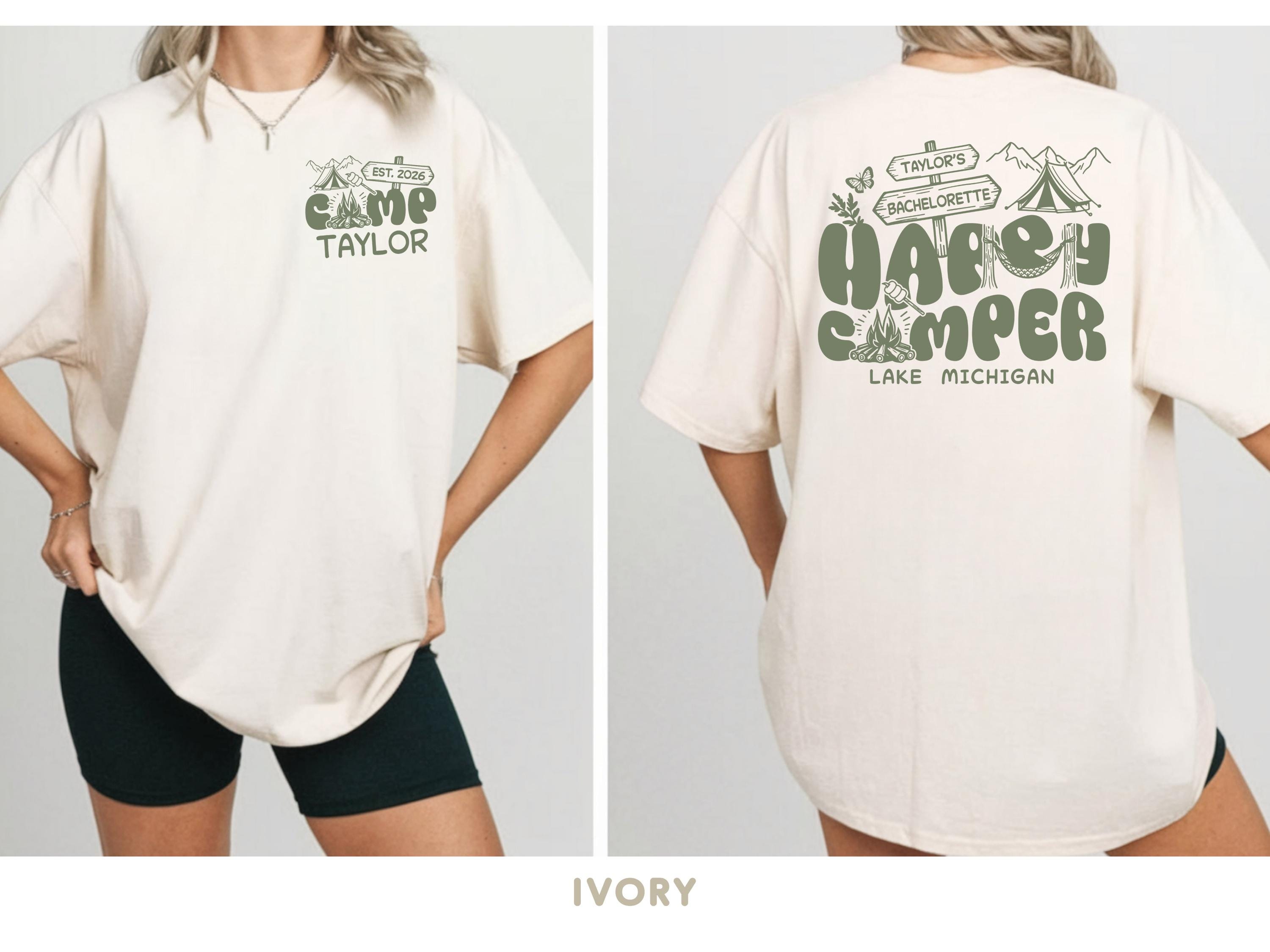 Custom Bachelorette Camp Crew Bridal Shirt Comfort Colors Happy Camper Girls Trip Tee