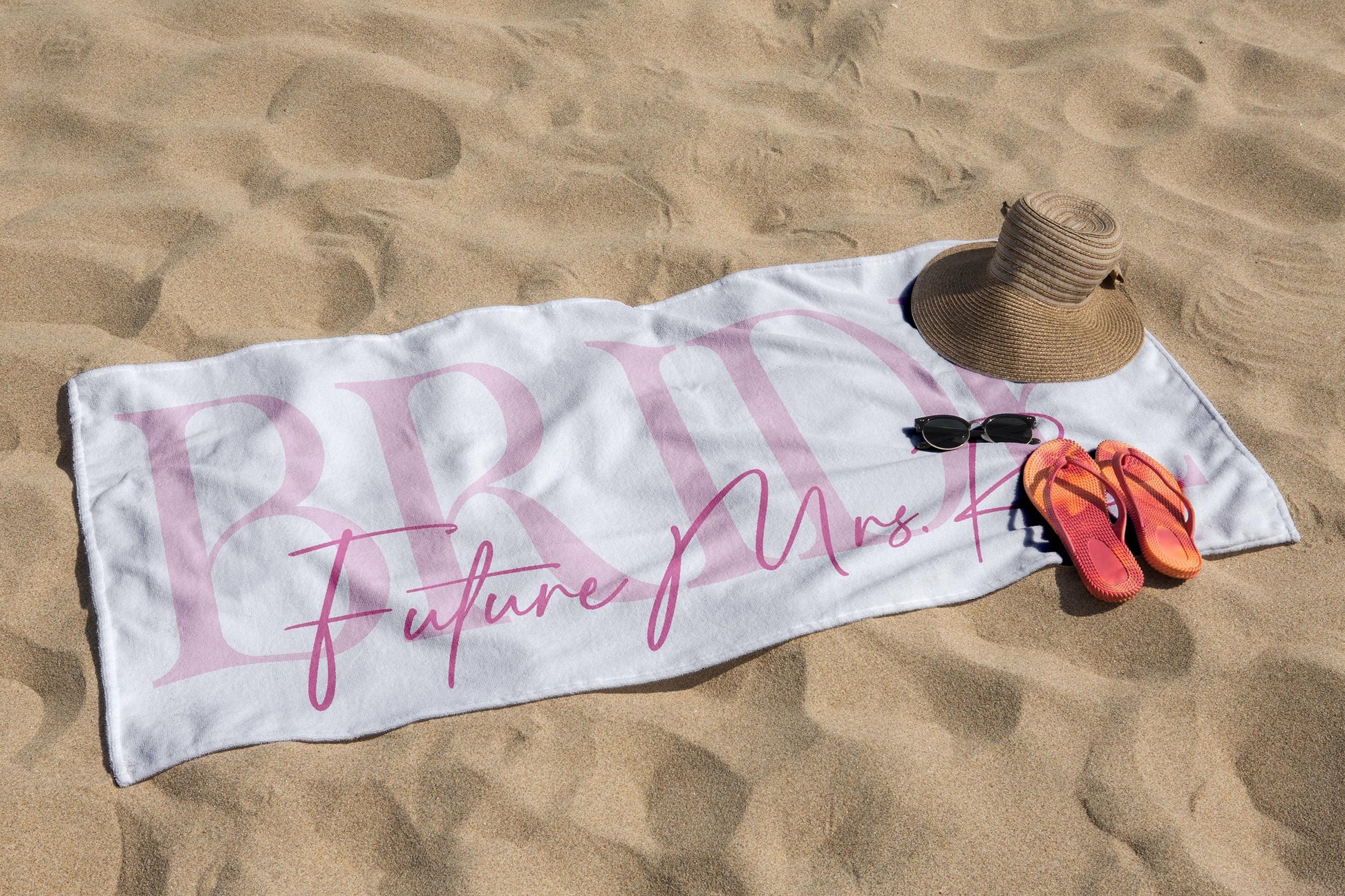 Personalized Bride Beach Towels, Bride Custom Beach Towel, Custom Vacation Gift, Honeymoon/Bachelorette Trip, Bridal Shower Gift