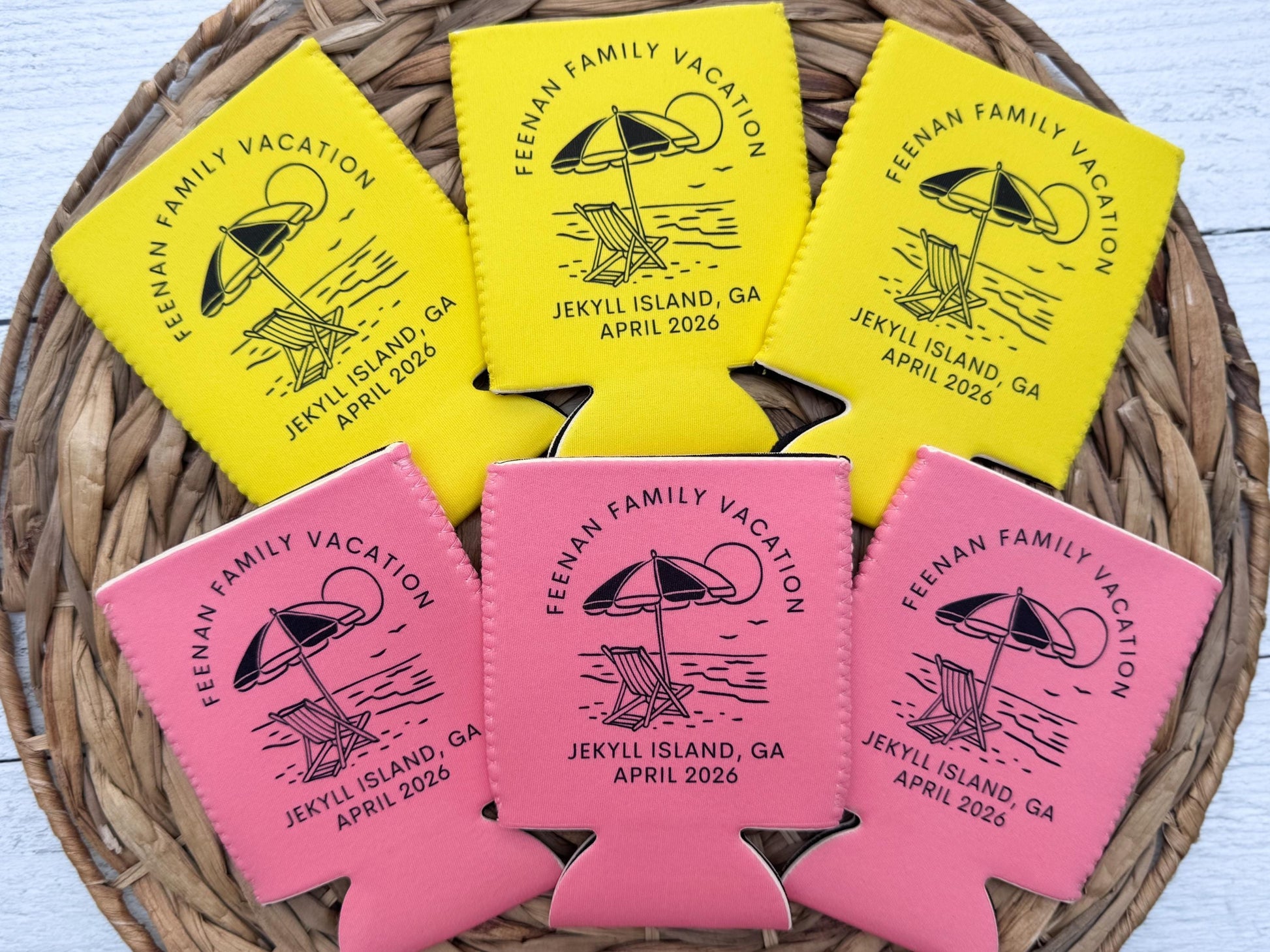Personalized Neoprene Can Cooler: Beach Vacation, Family Reunion Favor