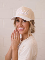 Bride Hat White Beige Embroidered, Bridal Hat, Bachelorette Party Hat, Wedding Gift for Bride, Honeymoon Hat, Future Mrs Cap