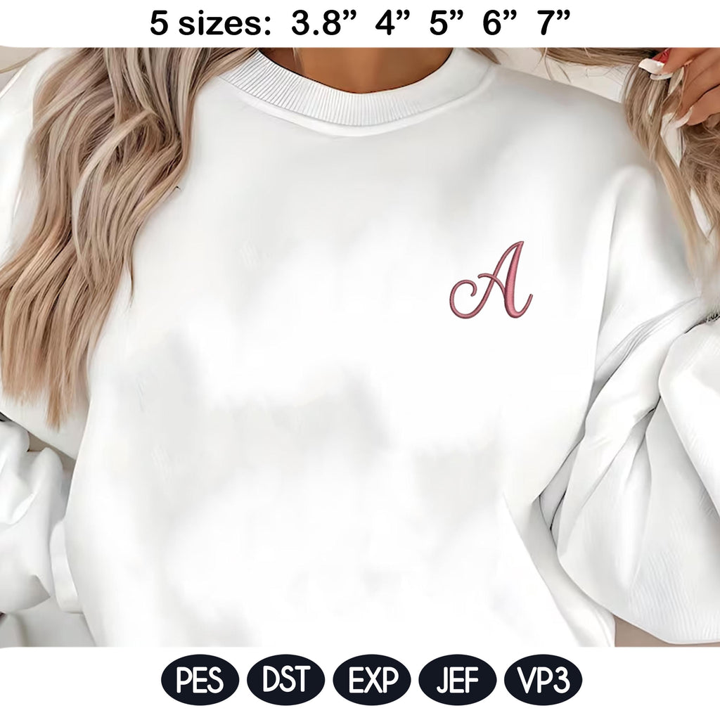 Elegant Script Monogram Alphabet Embroidery Design, Swirly Font A-Z Machine Embroidery Letters, Custom Name Initials Set, Digital Download