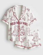 Wild Wild Wife Pajama Set Cowgirl Bachelorette Party Outfit Western Bride Sleepwear Shorts