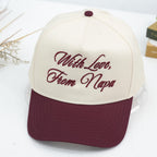 Custom Text Embroidered Hat, Your Text Here, Personalized Wedding Baseball Cap With Date, Newlywed Honeymoon Gift, Matching Couple Hats