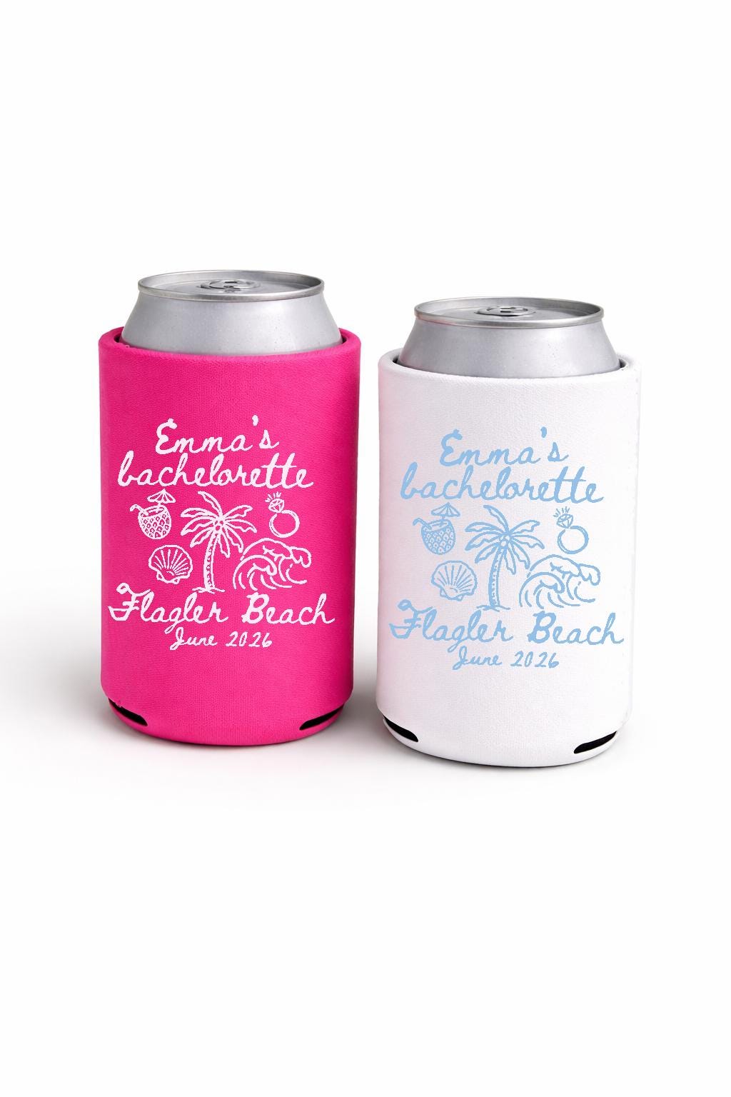 Personalized Bachelorette Can coolers • Beach Bachelorette Can Coolers • Trendy Bachelorette Party Favor • Girls Trip Gift • Bride cooler