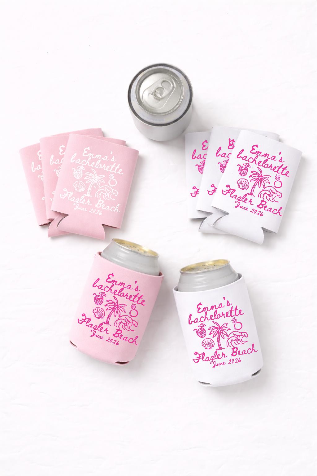 Personalized Bachelorette Can coolers • Beach Bachelorette Can Coolers • Trendy Bachelorette Party Favor • Girls Trip Gift • Bride cooler