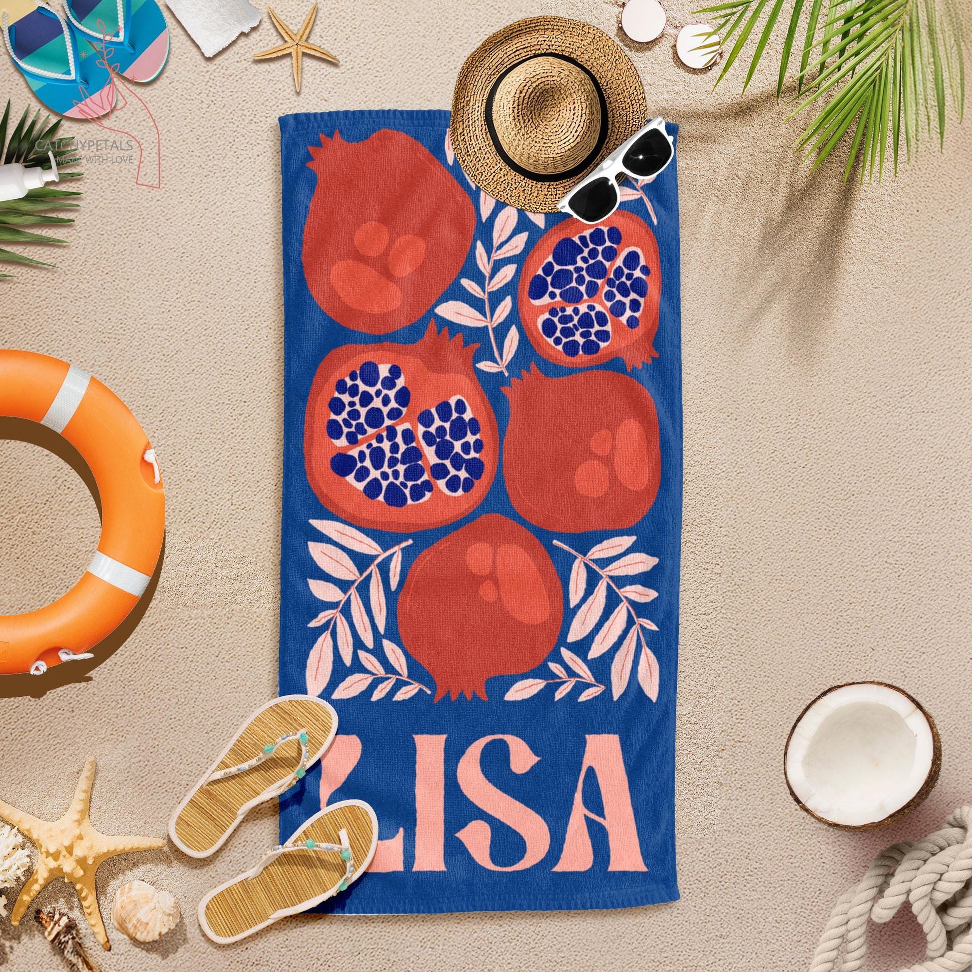 Personalized Retro Beach Towel with Name,Groovy Vibes Beach,Retro Floral Towel,Pool Towel,Bachelorette Party,Vacation Gift,Summer Trip Towel
